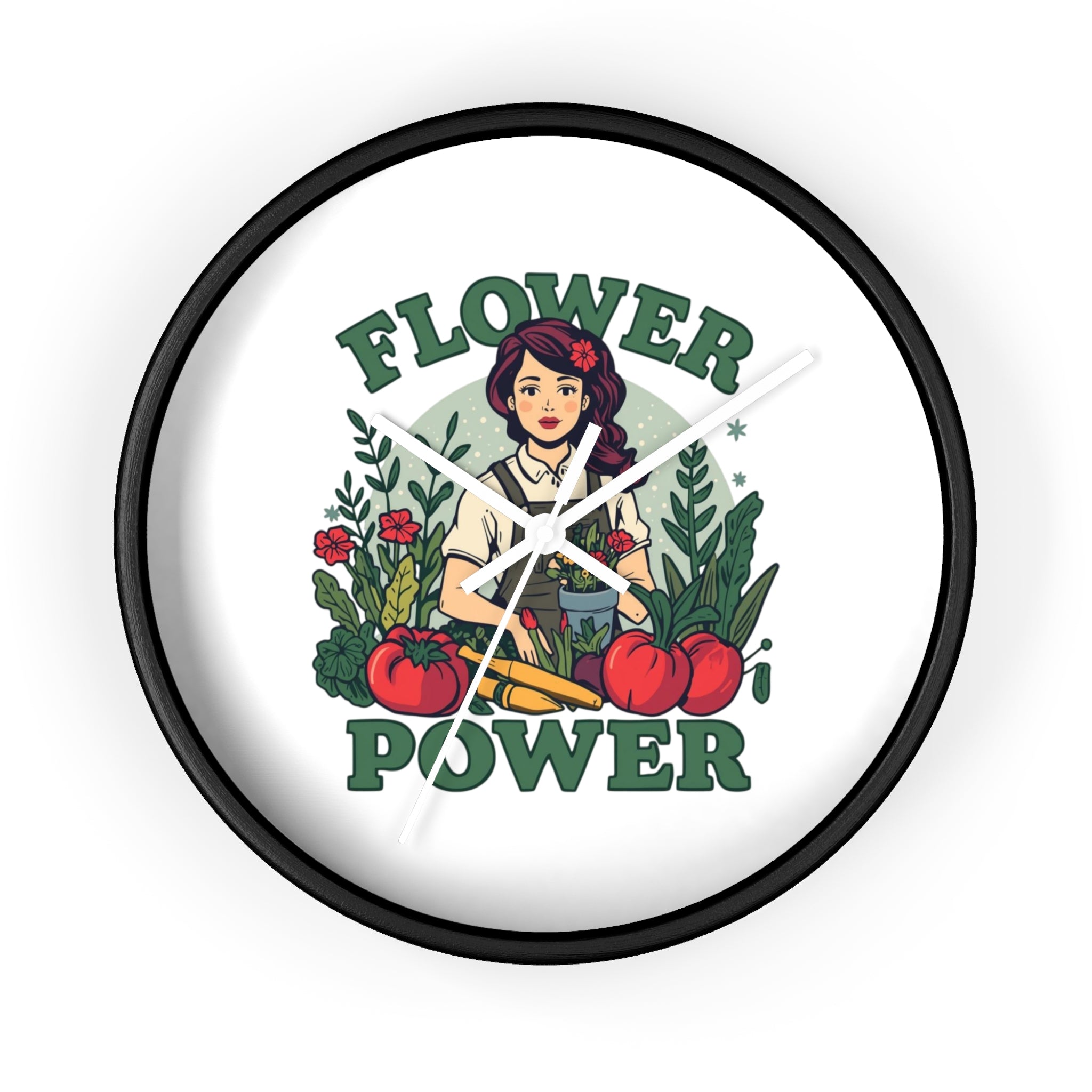 Flower Power Wall Clock - Vintage Garden Decor for Plant Lovers