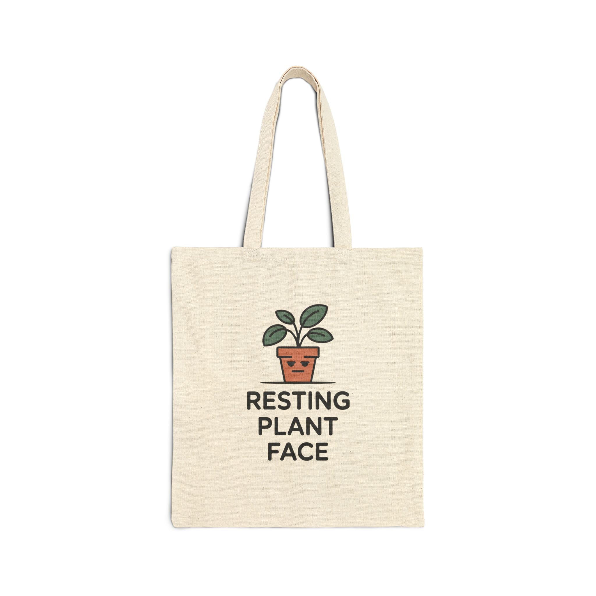 Tote Bag — "Resting Plant Face" Cute Potted Plant Tote for Plant Lovers, Eco Grocery & Everyday Use