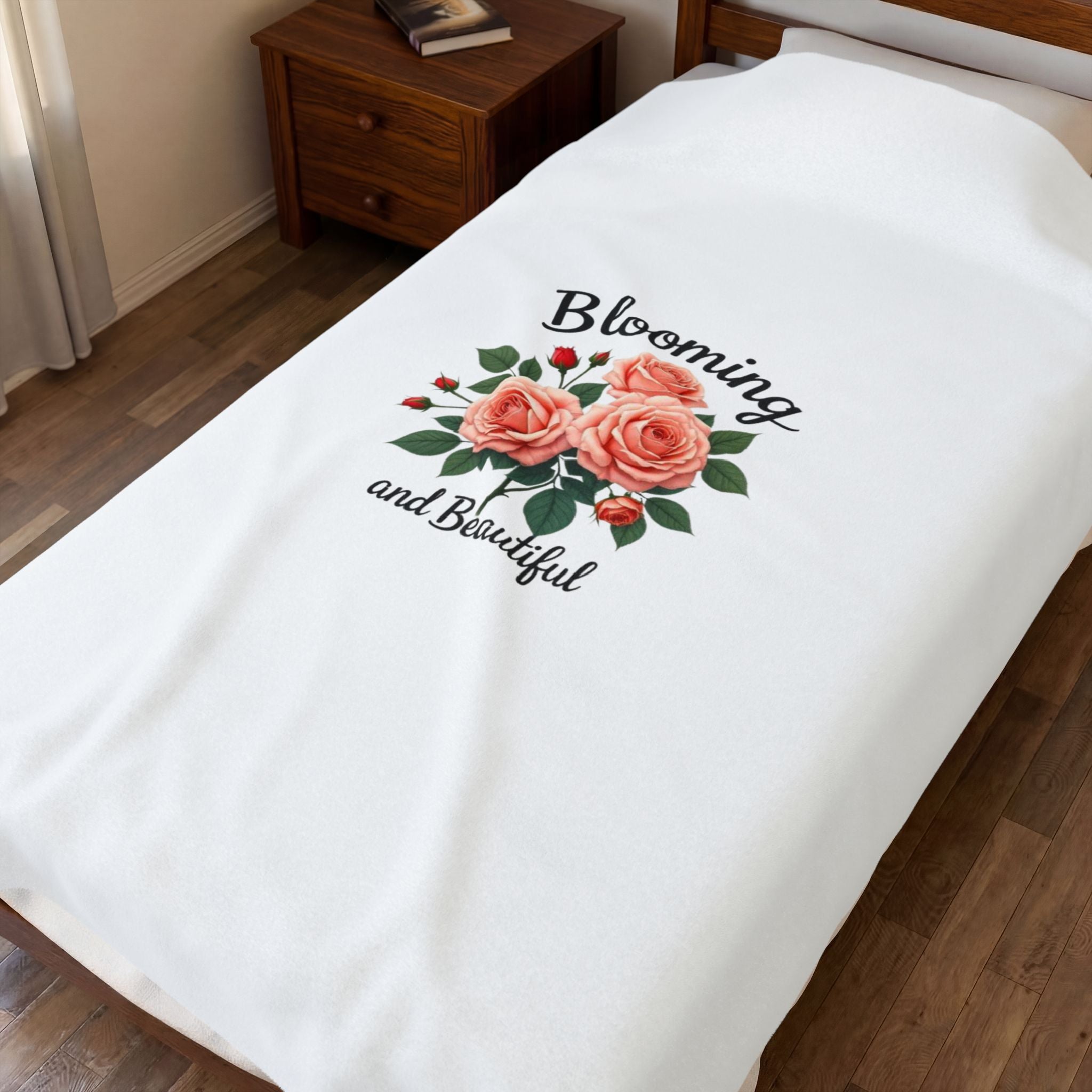 Blooming and Beautiful Plush Blanket — Floral Velveteen Throw for Mothers & Spring Gifts