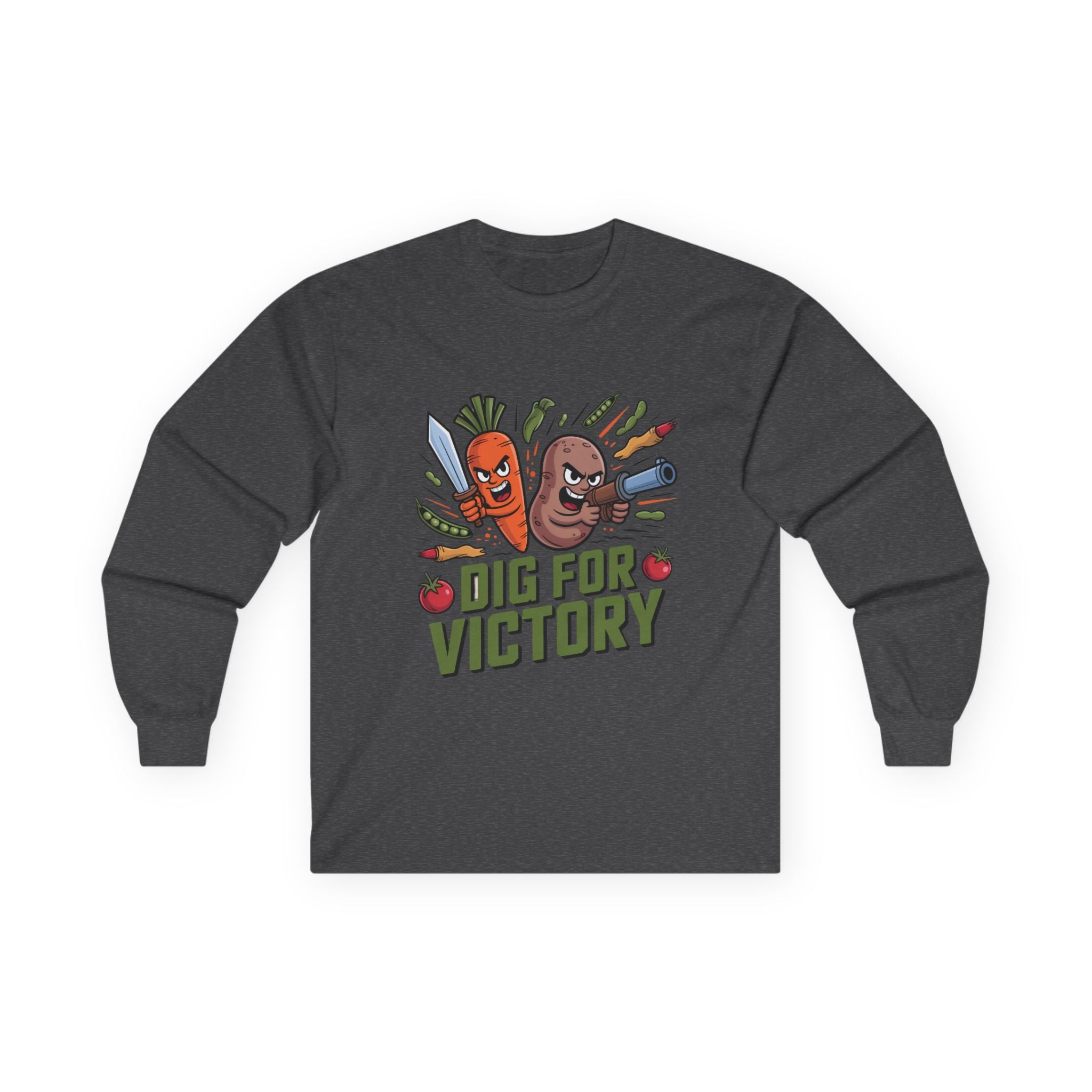 Dig for Victory Long Sleeve Tee — Vintage Veggie Garden Graphic