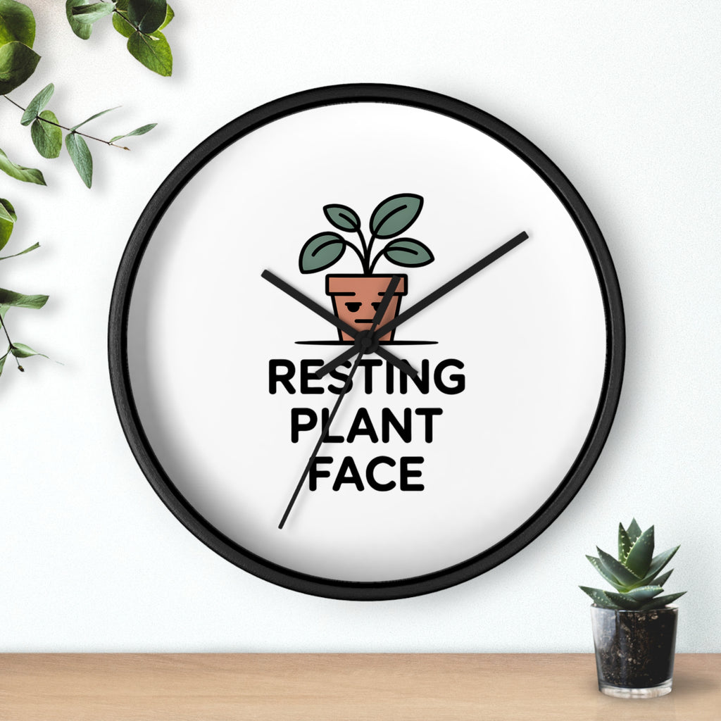 Resting Plant Face Wall Clock — Cute Plant Pot Decorative Clock for Plant Lovers