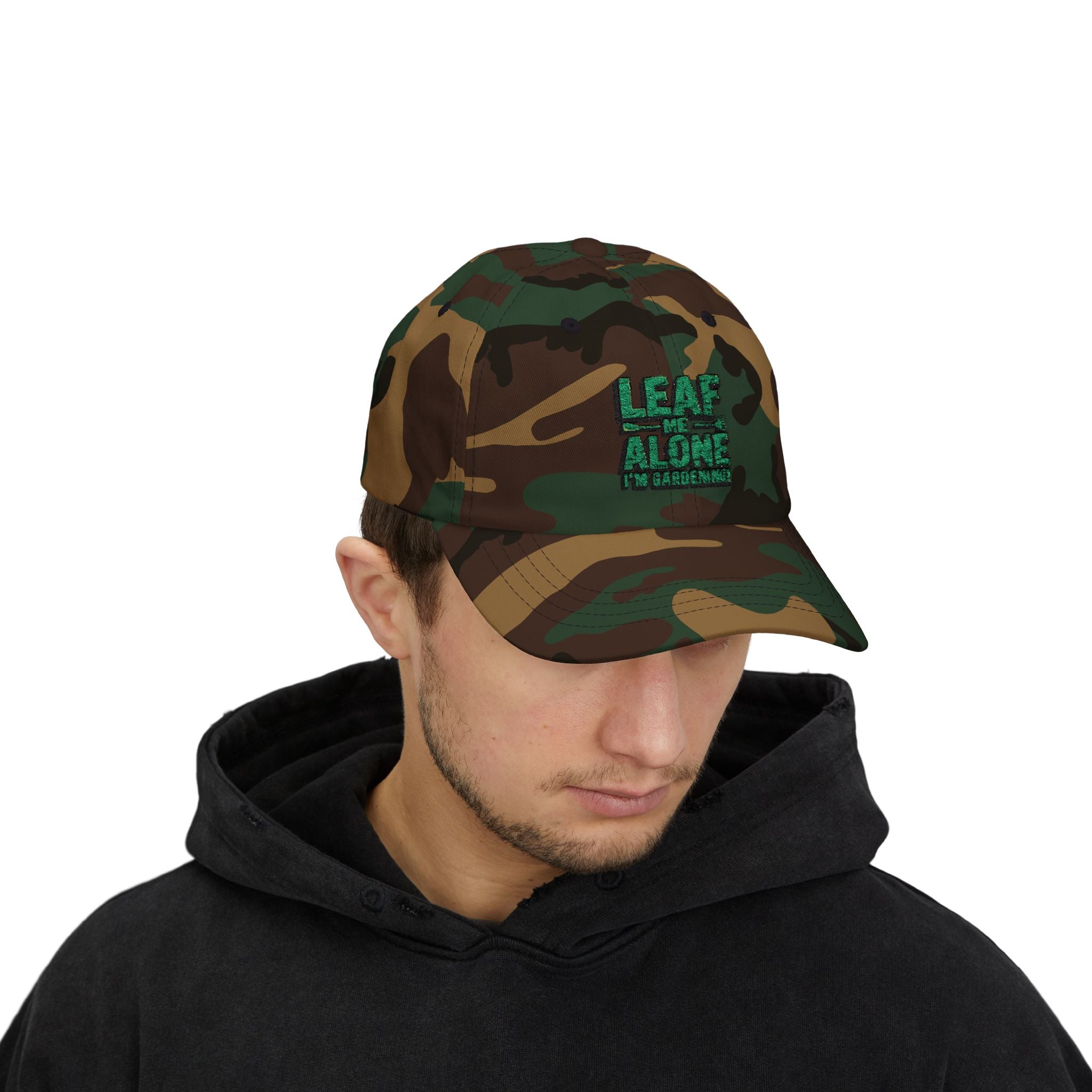 Dad Cap – "Leaf Me Alone" Gardening Hat (Funny Plant Lover Embroidered Cap)
