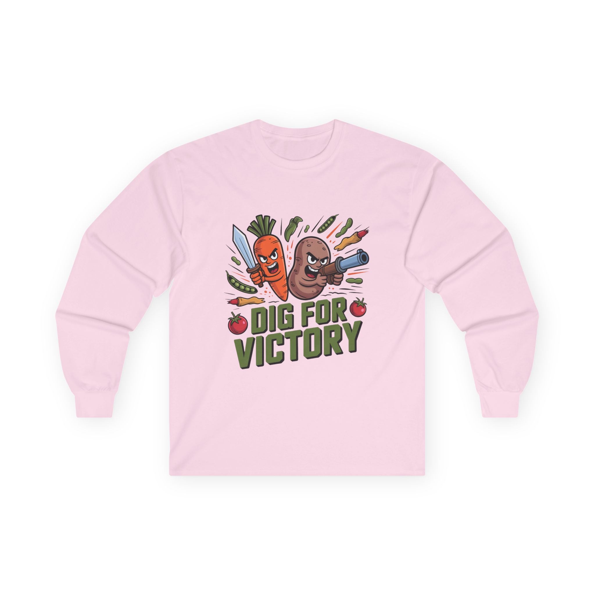 Dig for Victory Long Sleeve Tee — Vintage Veggie Garden Graphic