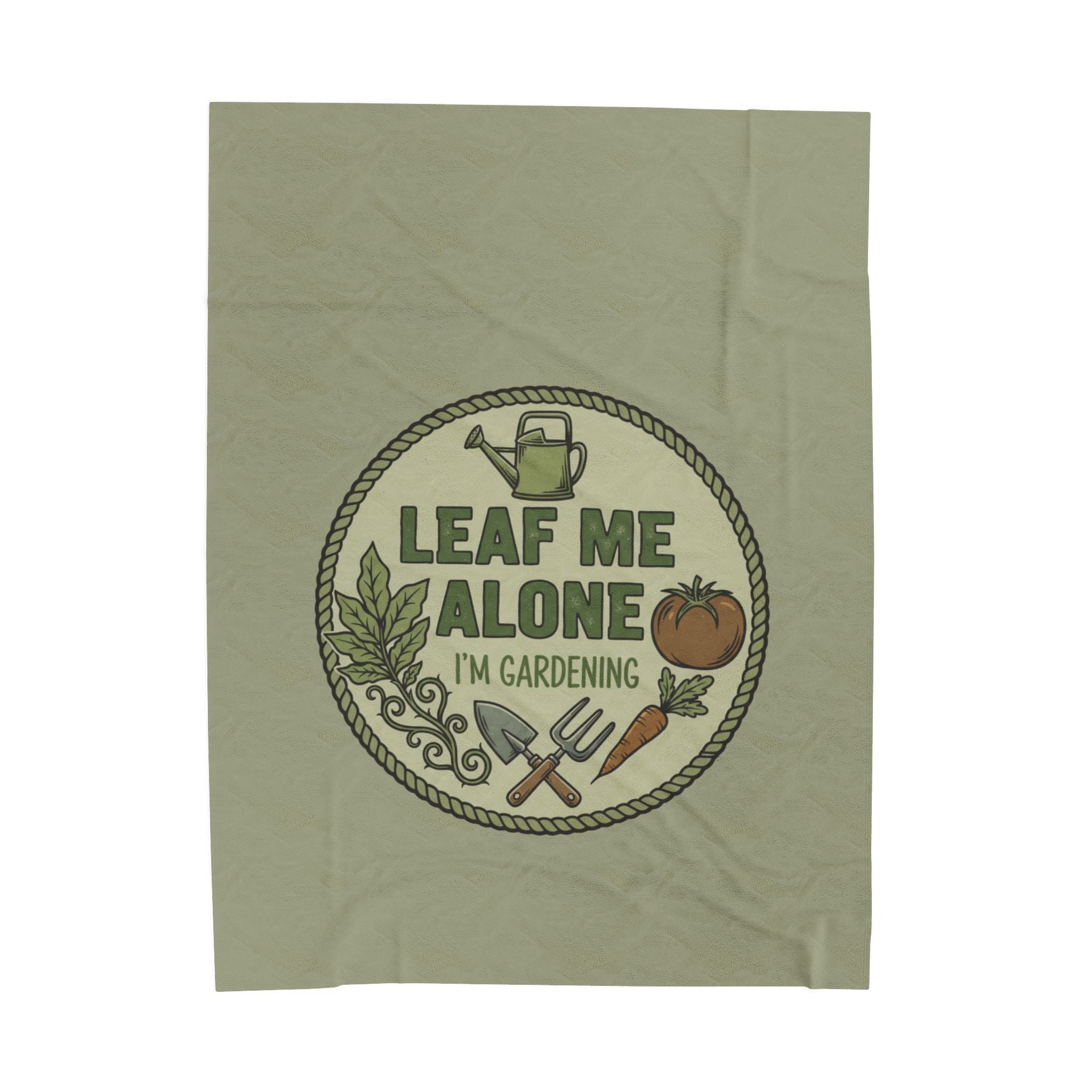 Gardening Throw Blanket — "Leaf Me Alone I'm Gardening" Velveteen Plush