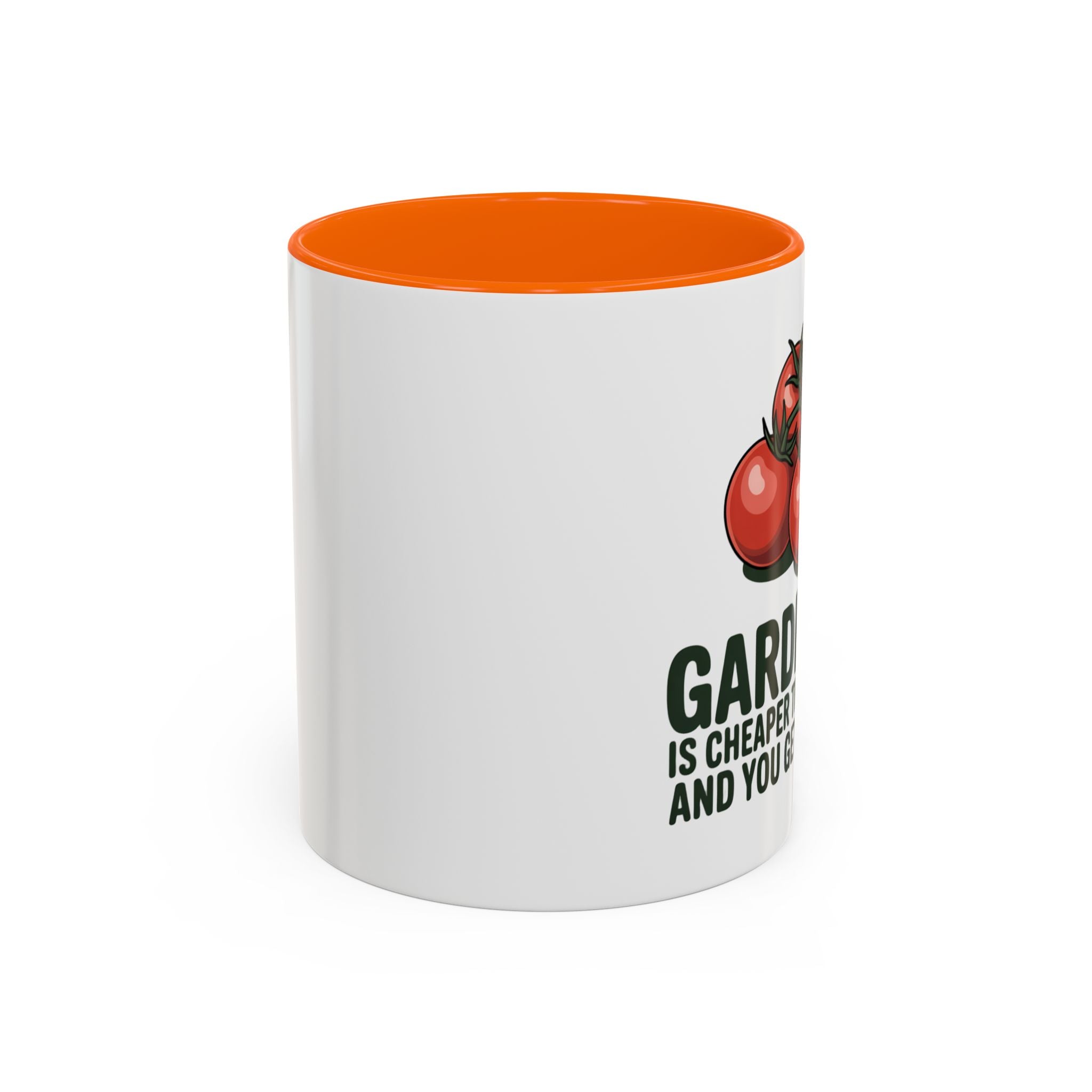 Gardening Coffee Mug – “Gardening Is Cheaper Than Therapy and You Get Tomatoes” Accent Mug