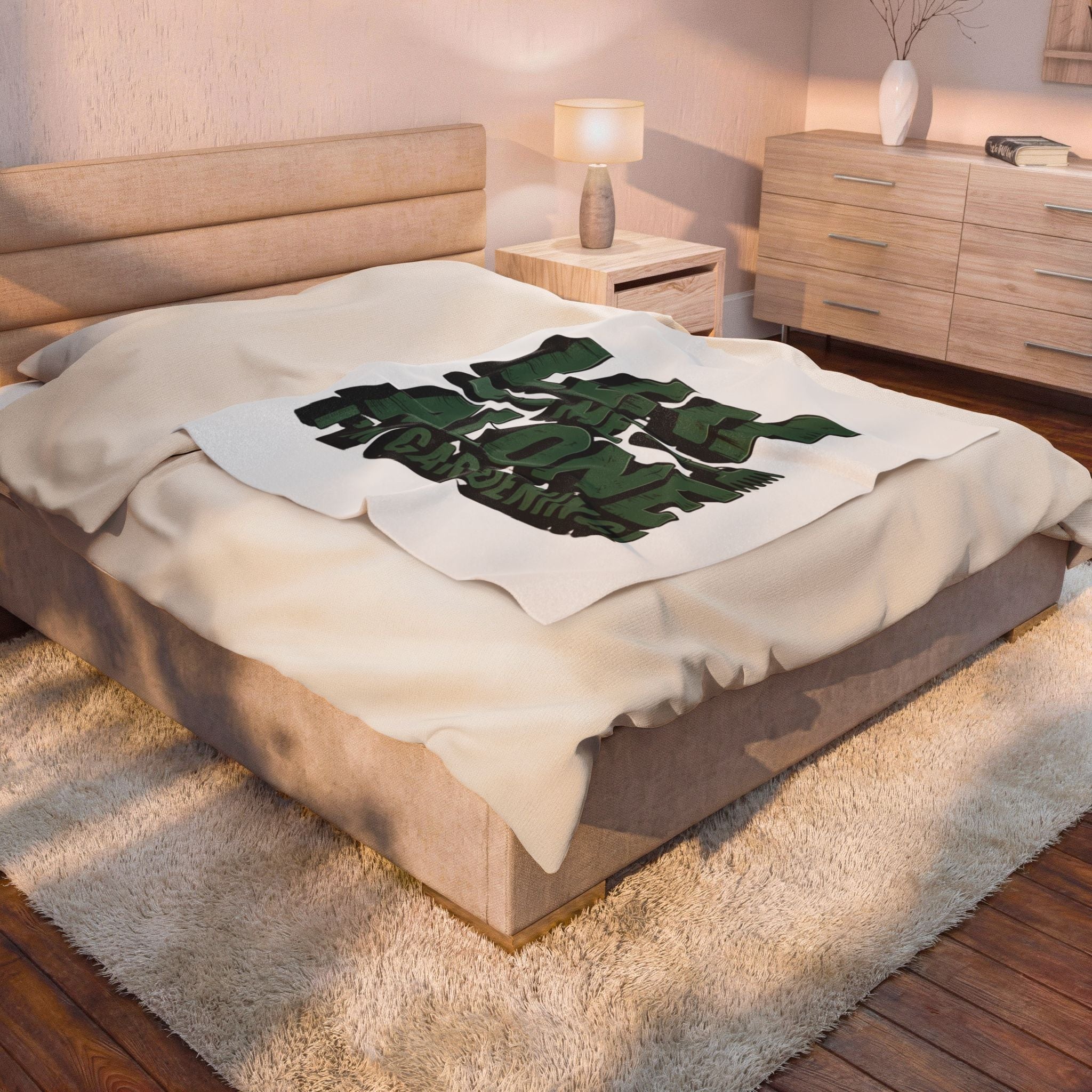 Velveteen Plush Blanket — "Leaf Me Alone I'm Gardening" Cozy Gardeners Throw