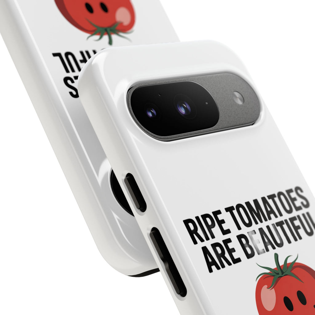 Phone Case — "Ripe Tomatoes Are Beautiful" Audrey Hepburn Quote with Smiling Tomato Graphic