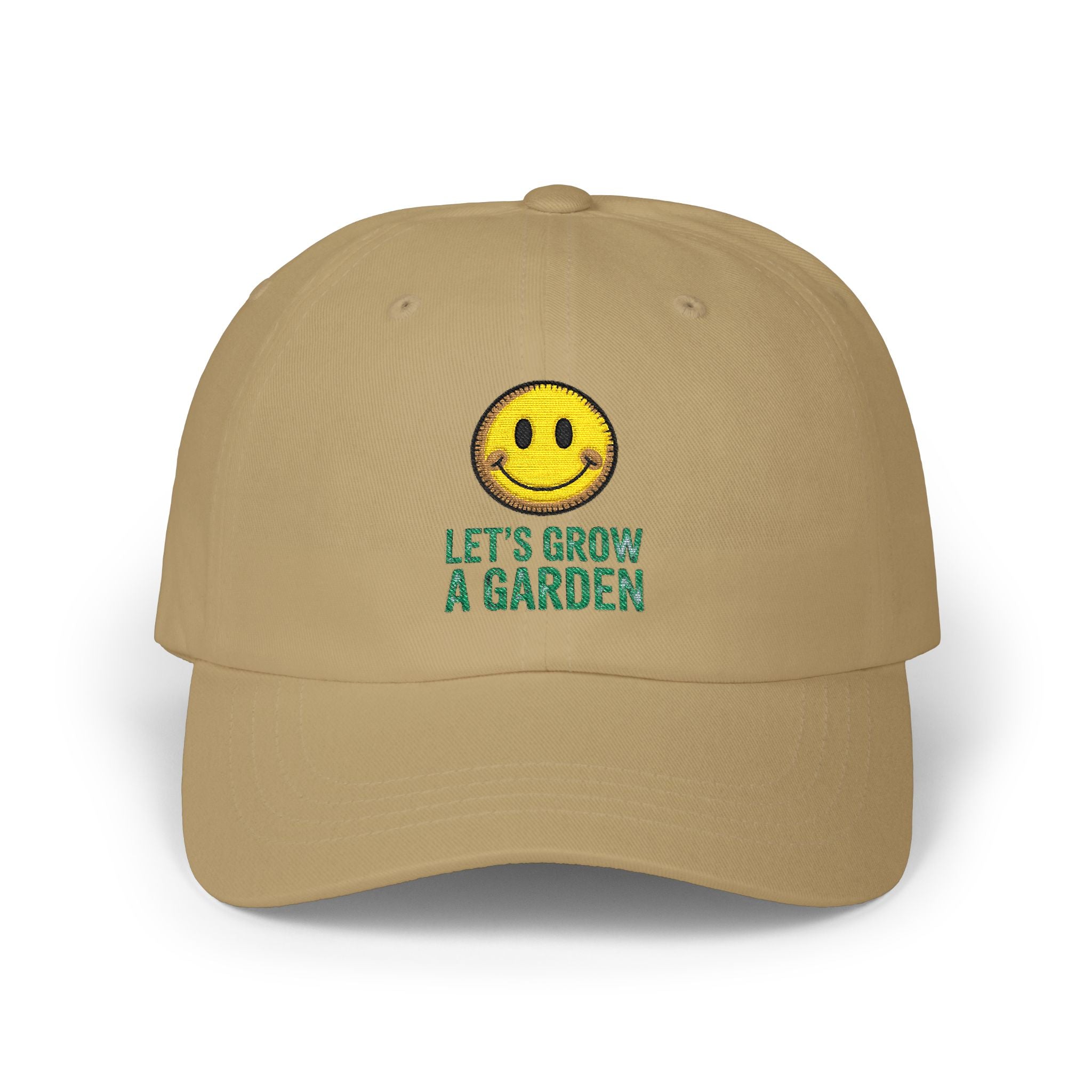 Dad Cap - 'Let’s Grow a Garden' Smiley Embroidered Hat