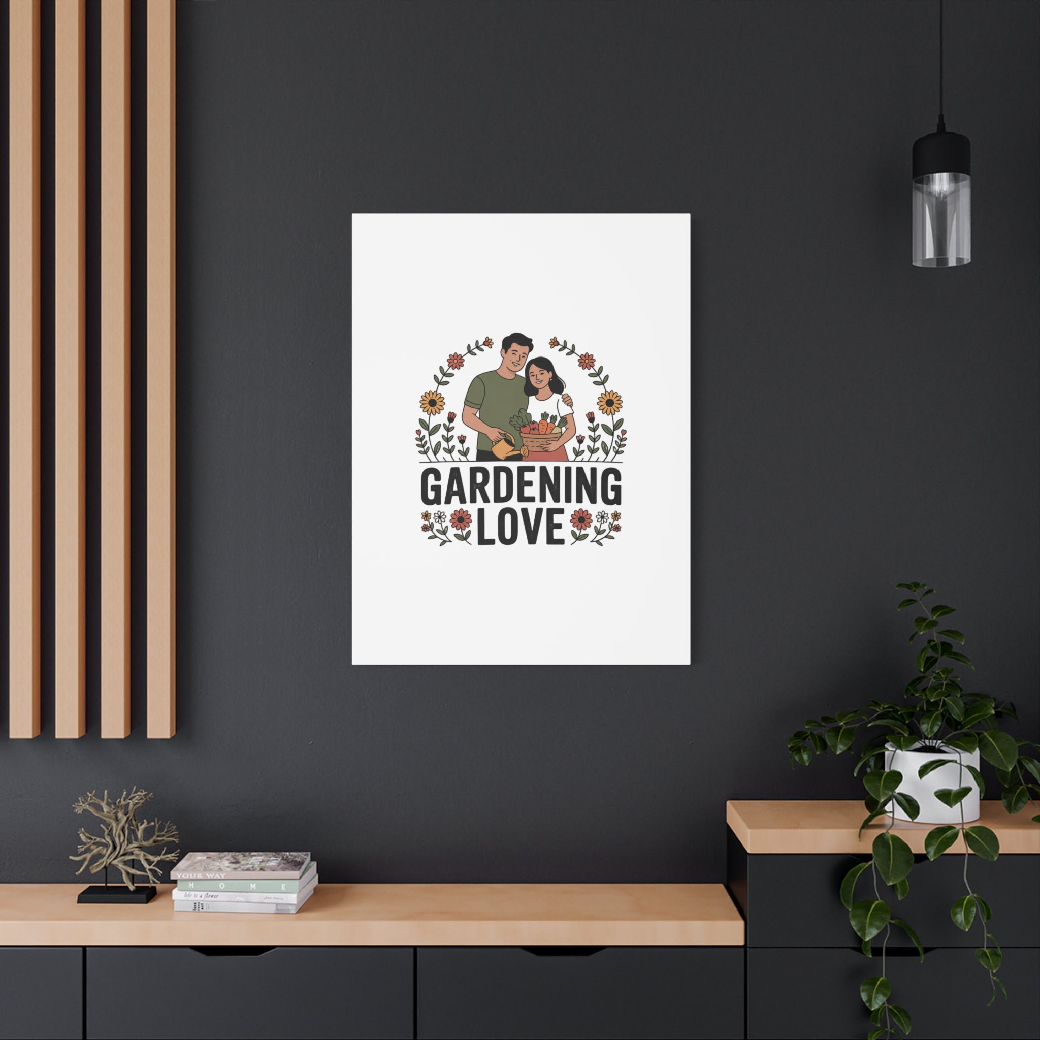 Gardening Love Canvas Print — Couple Gardening Wall Art