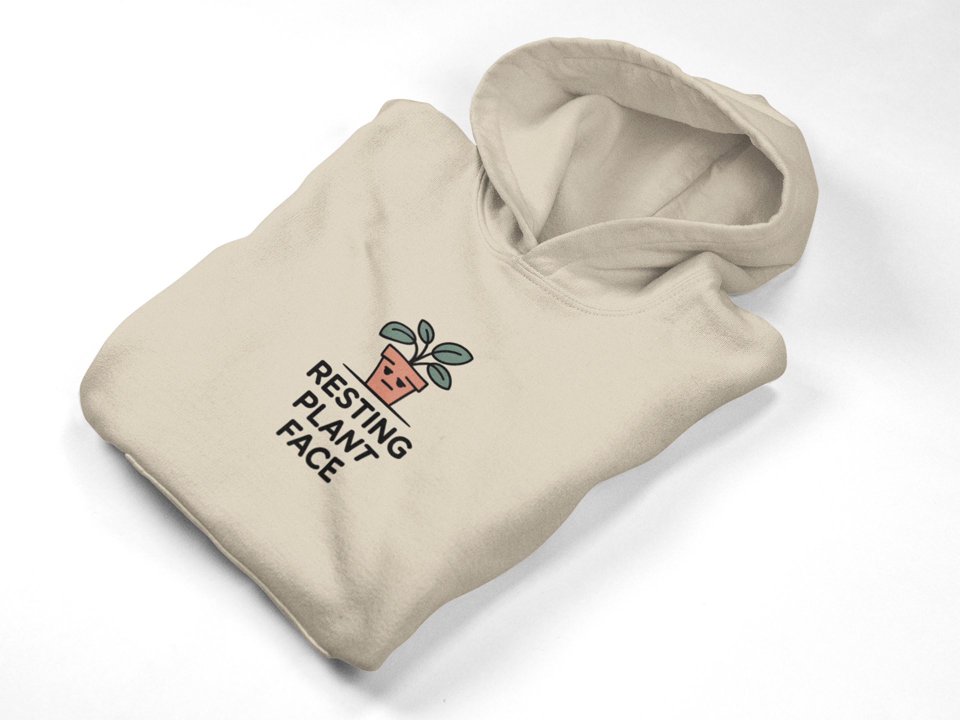 Resting Plant Face Hoodie — Cute Plant Lover Graphic Pullover