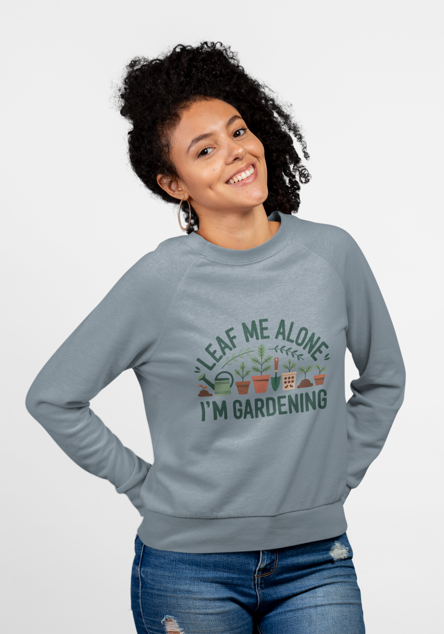 Gardening Crewneck Sweatshirt - "Leaf Me Alone I'm Gardening" Plant Lover Pullover
