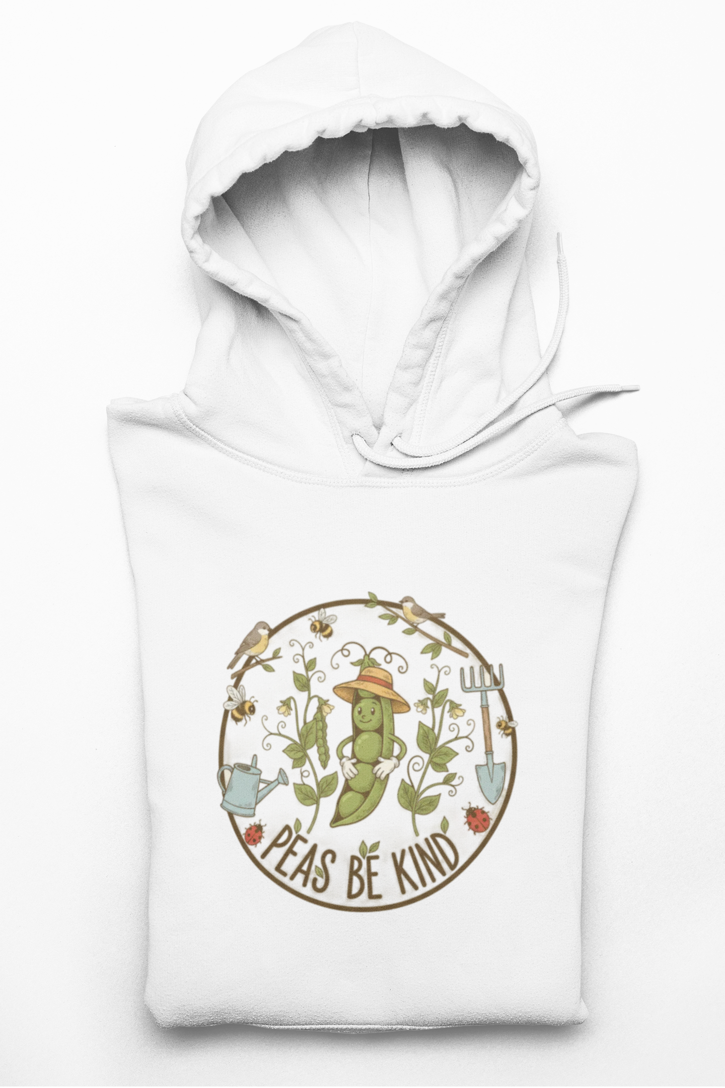 Cute Gardening Hoodie — "Peas Be Kind" Floral Graphic