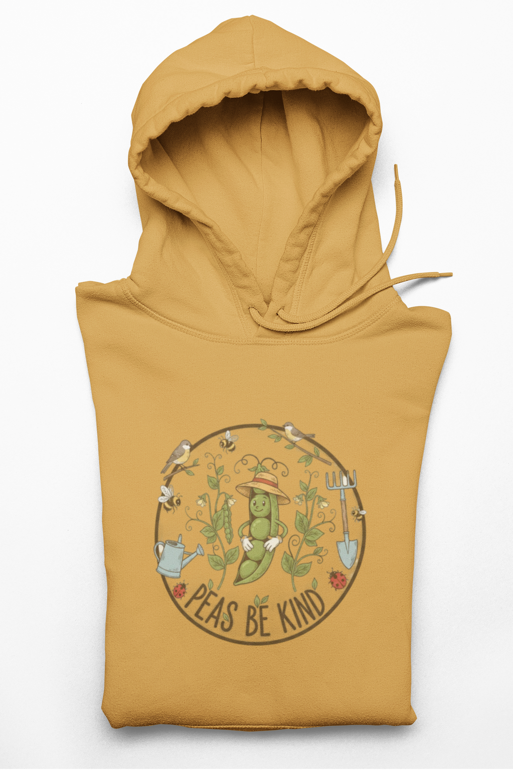 Cute Gardening Hoodie — "Peas Be Kind" Floral Graphic