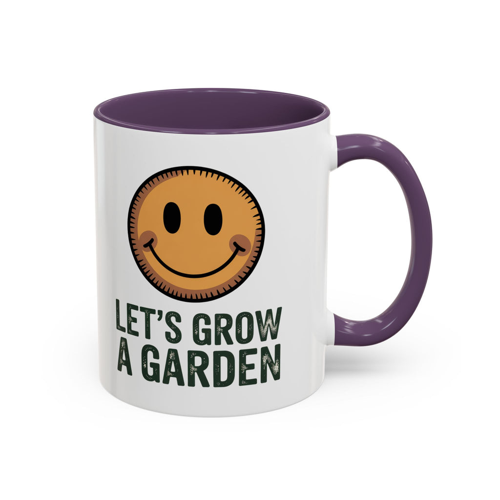 Let’s Grow a Garden Accent Coffee Mug — Smiley Seed Patch Design (11/15oz)