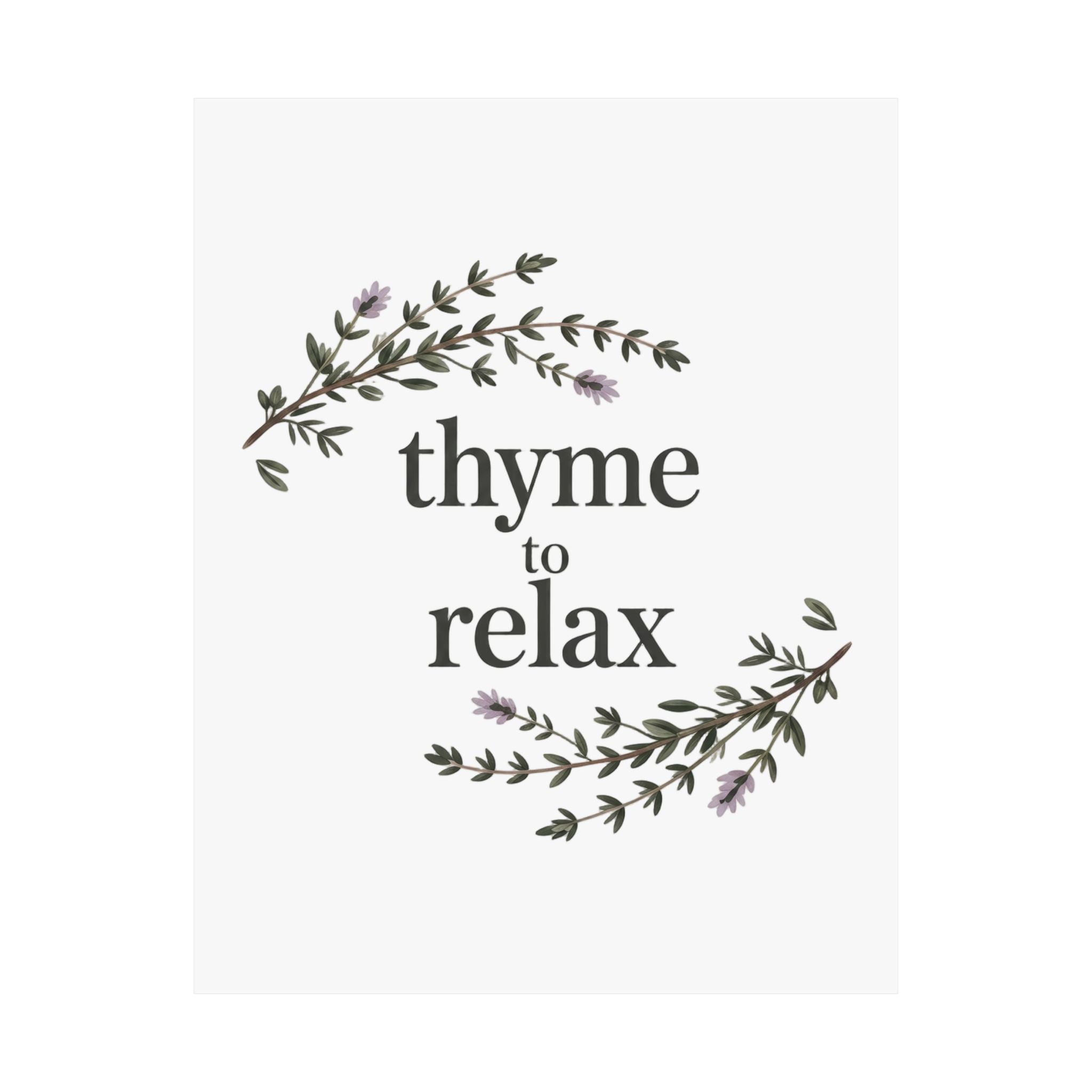 Thyme to Relax Botanical Poster — Calming Kitchen or Spa Wall Art