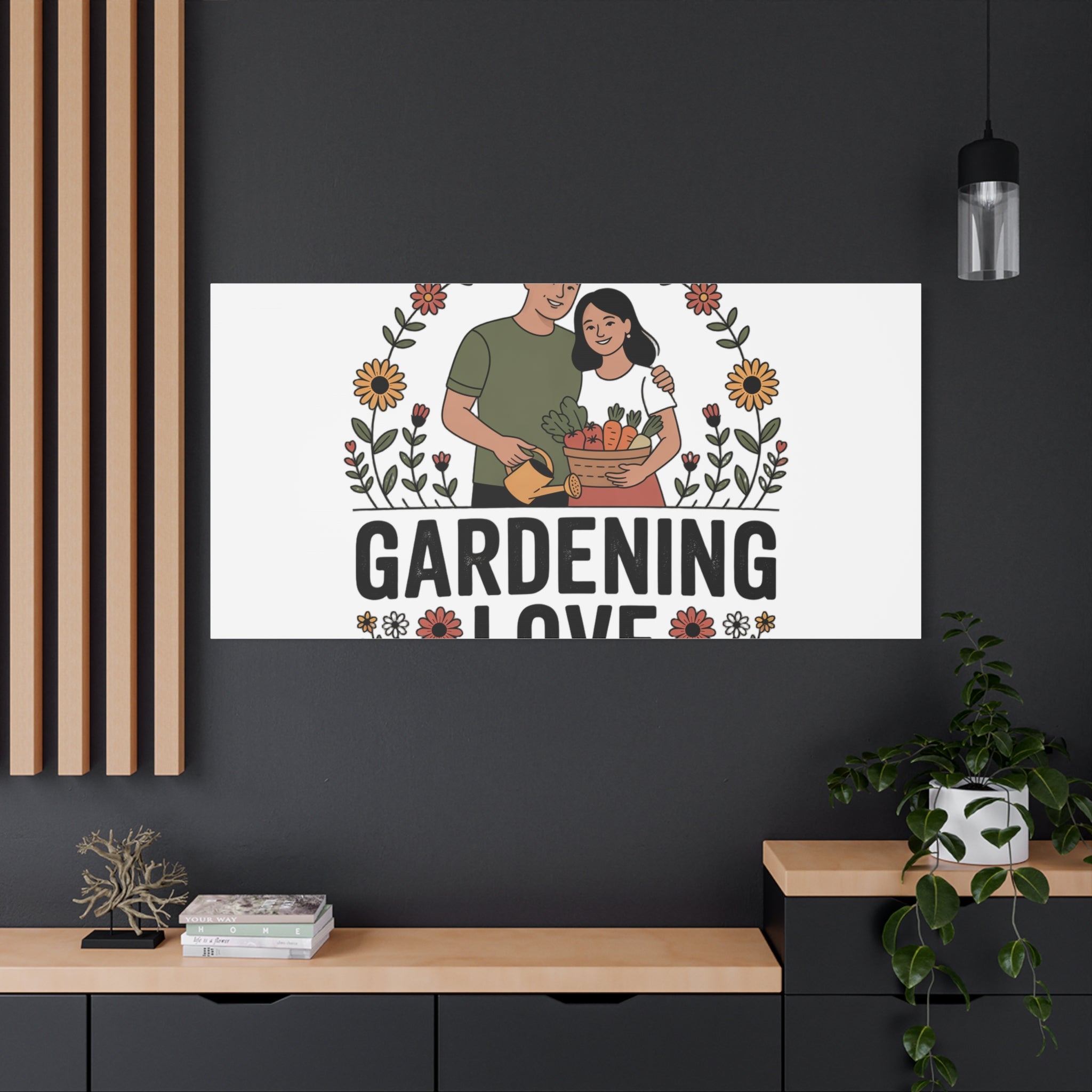 Gardening Love Canvas Print — Couple Gardening Wall Art