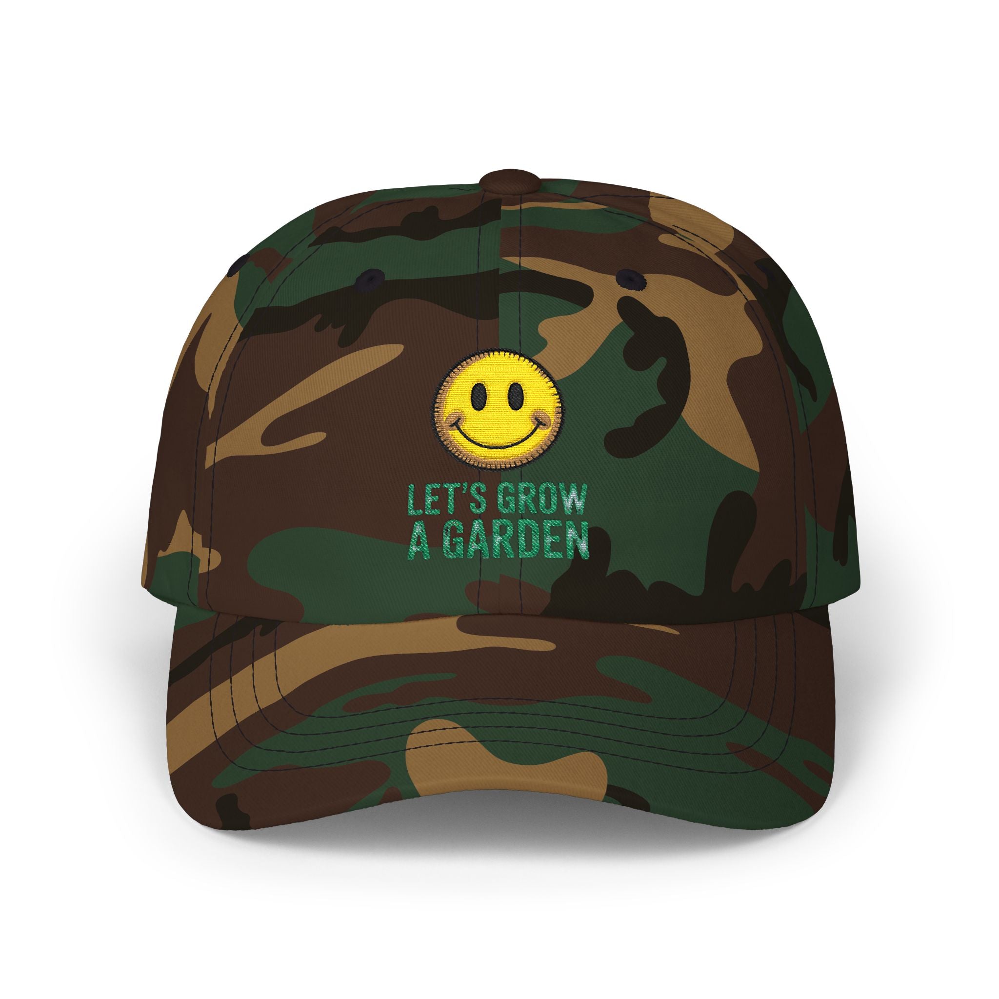 Dad Cap - 'Let’s Grow a Garden' Smiley Embroidered Hat