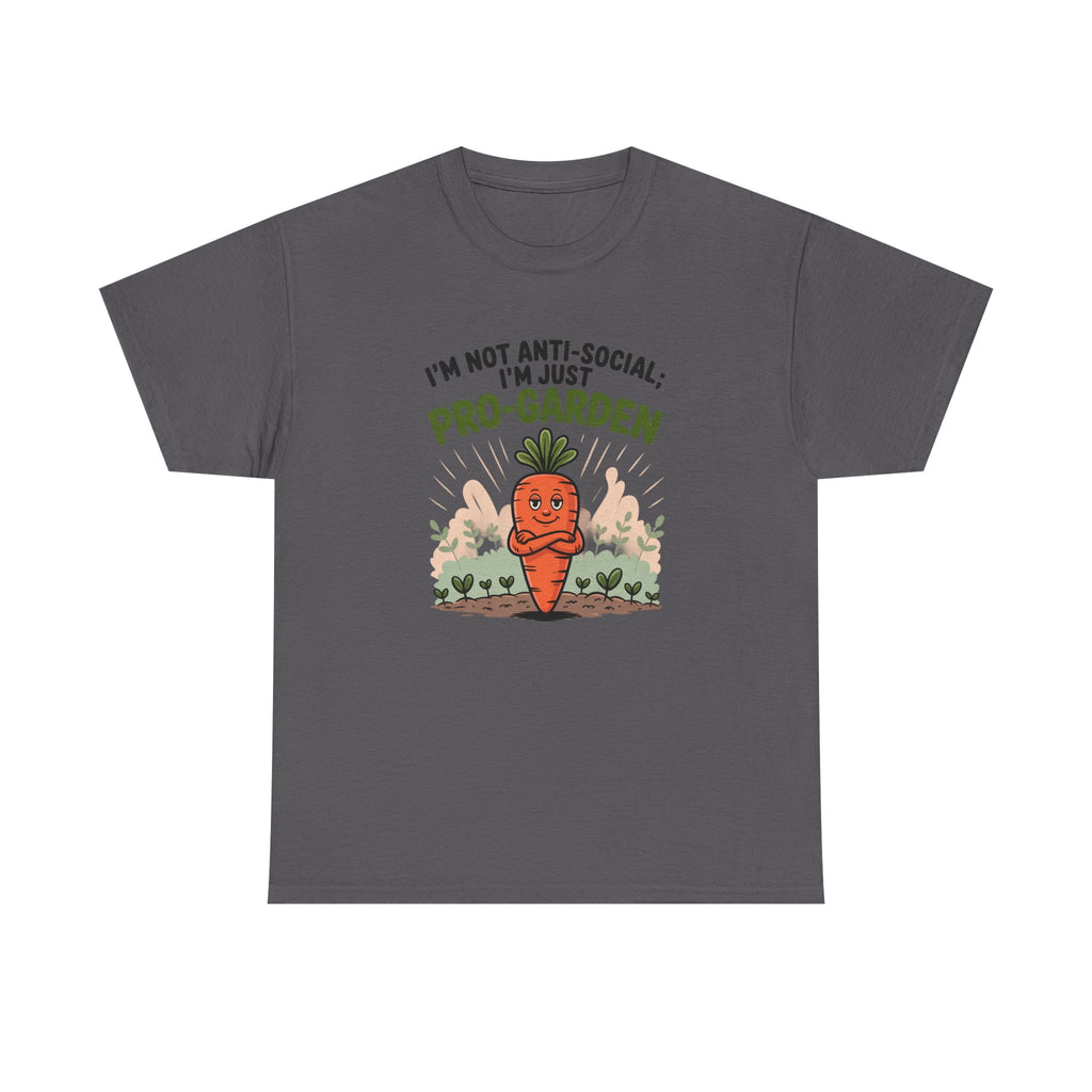 Garden Lover T‑Shirt — "I’m Not Anti-Social, I’m Just Pro-Garden" Cute Carrot Tee