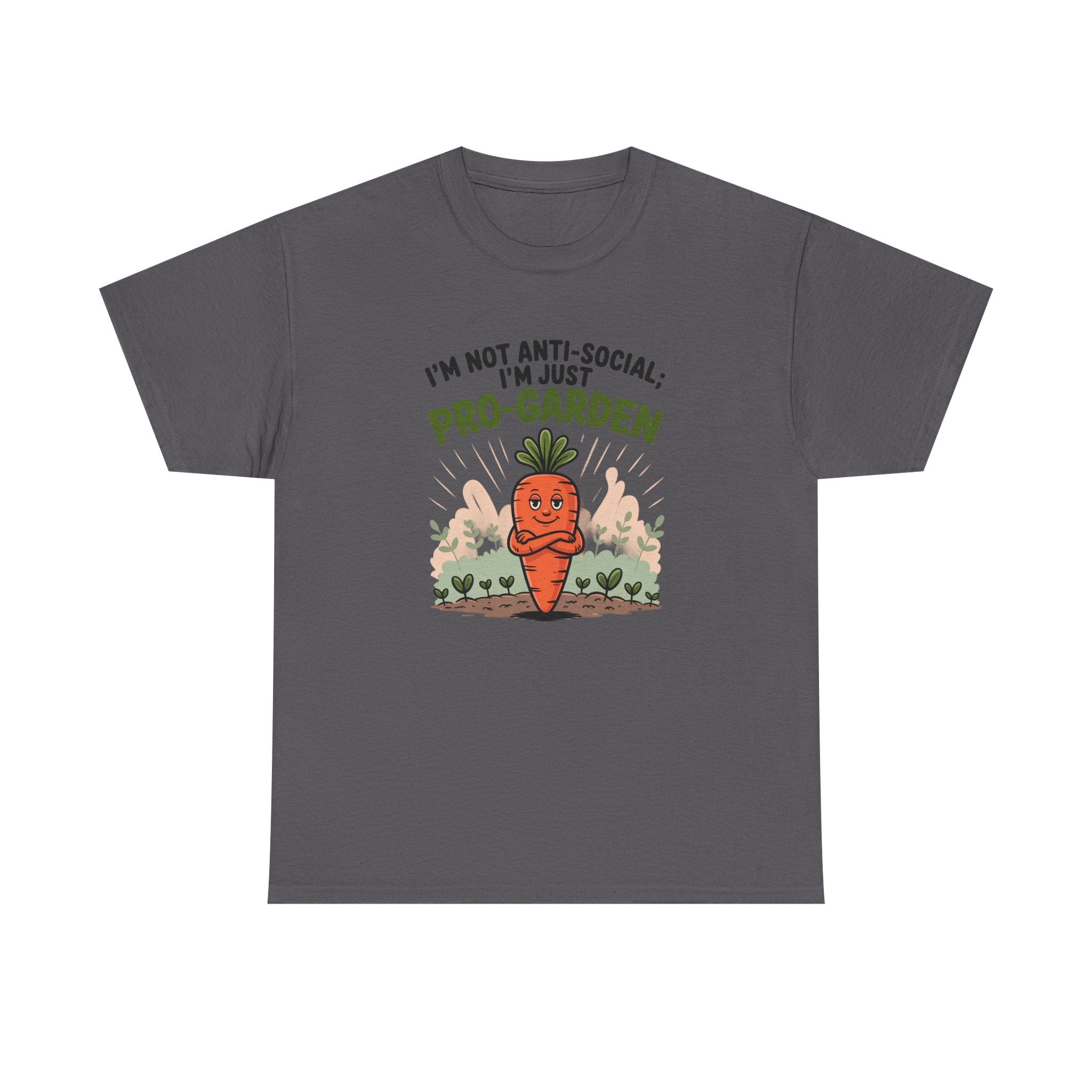 Garden Lover T‑Shirt — "I’m Not Anti-Social, I’m Just Pro-Garden" Cute Carrot Tee