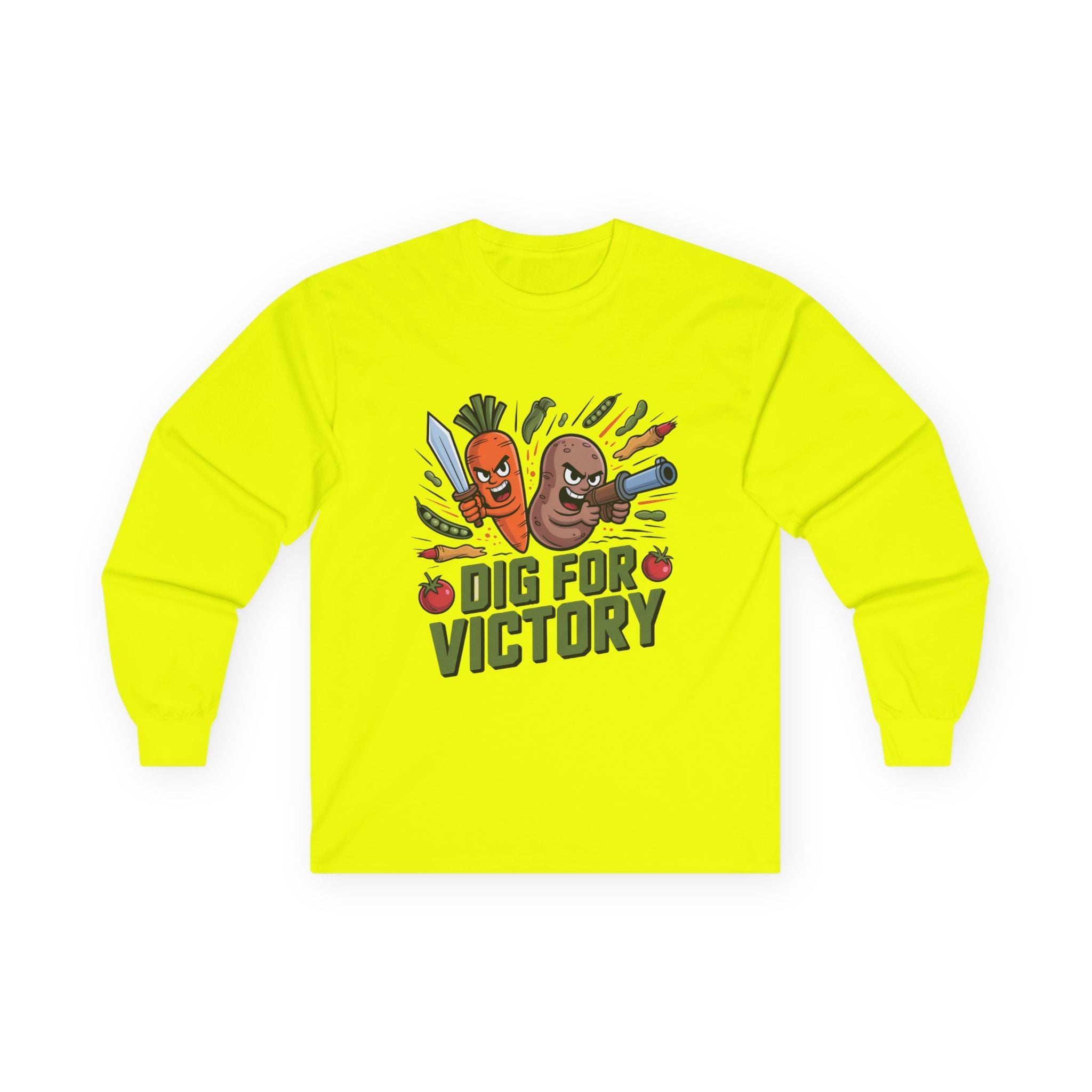 Dig for Victory Long Sleeve Tee — Vintage Veggie Garden Graphic