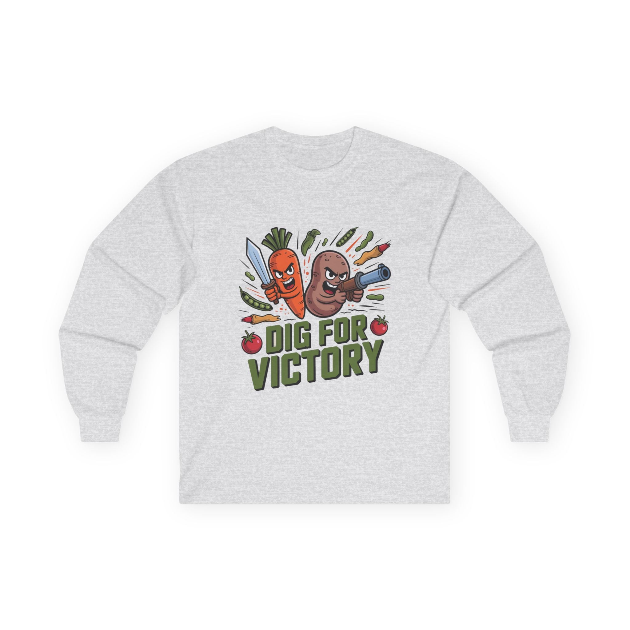Dig for Victory Long Sleeve Tee — Vintage Veggie Garden Graphic