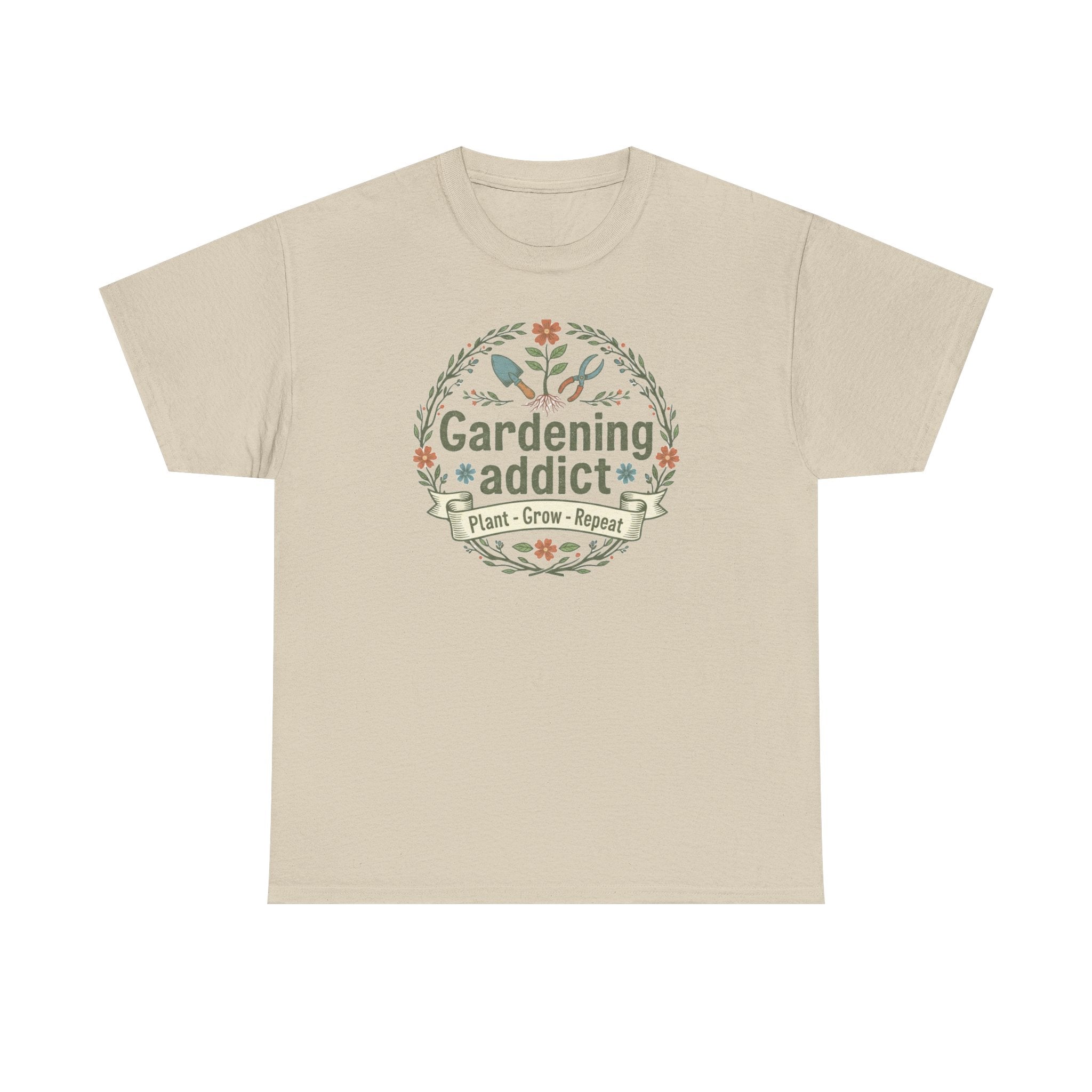 Gardening Addict T-Shirt — Plant Grow Repeat Floral Tee for Gardeners