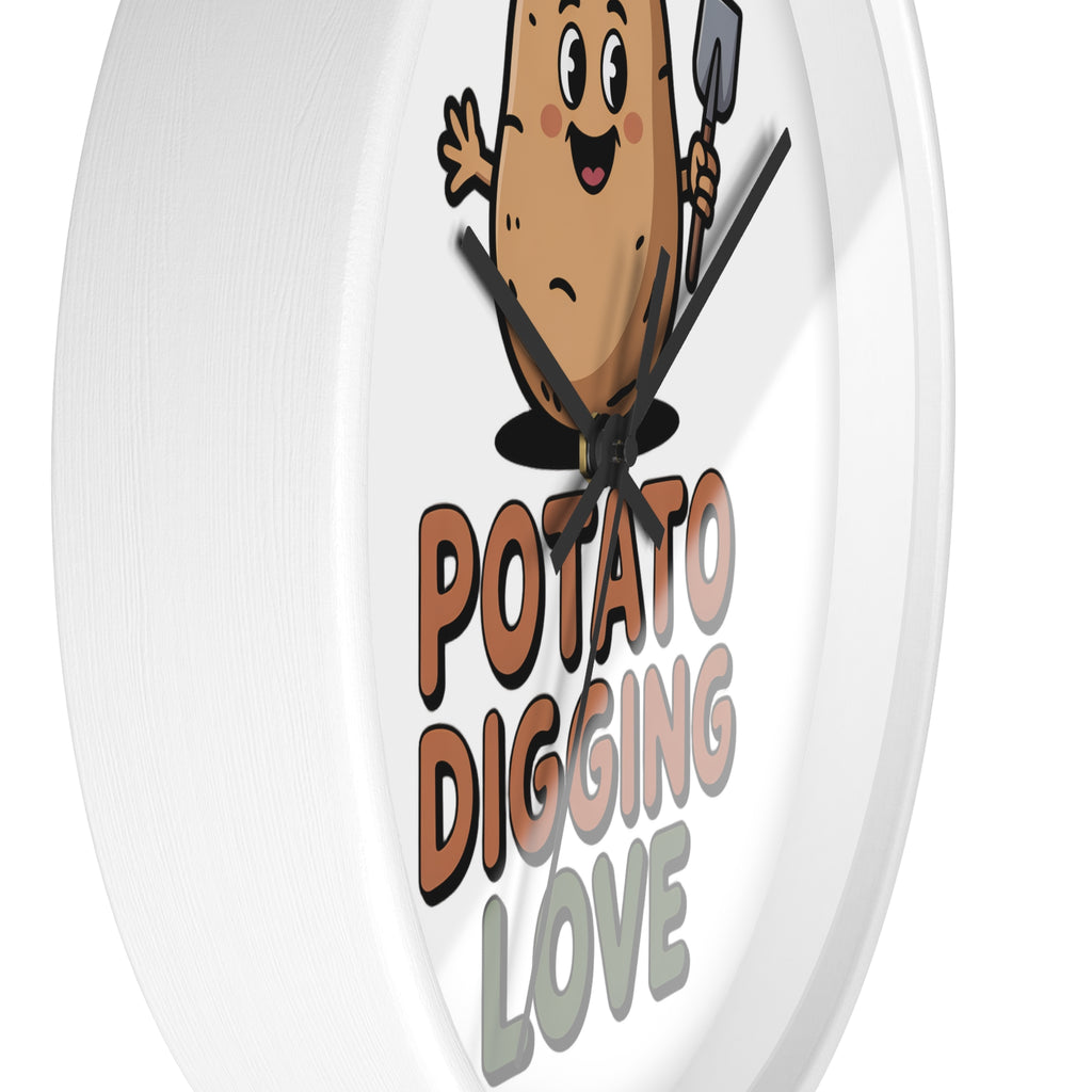 Potato Digging Love Wall Clock — Cute Gardener Kitchen Decor