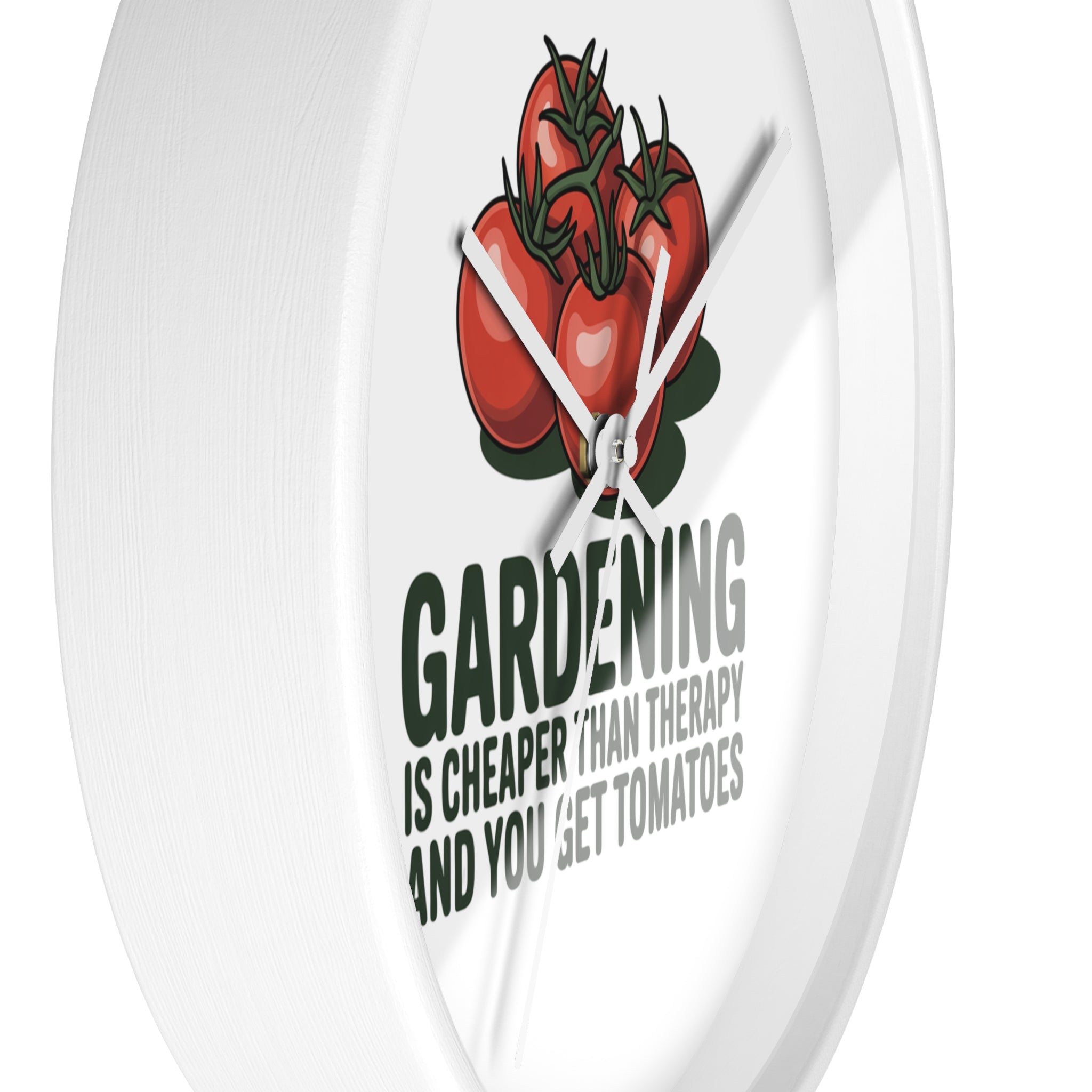 Gardening Wall Clock — "Gardening is Cheaper Than Therapy and You Get Tomatoes" Decorative Clock for Gardeners