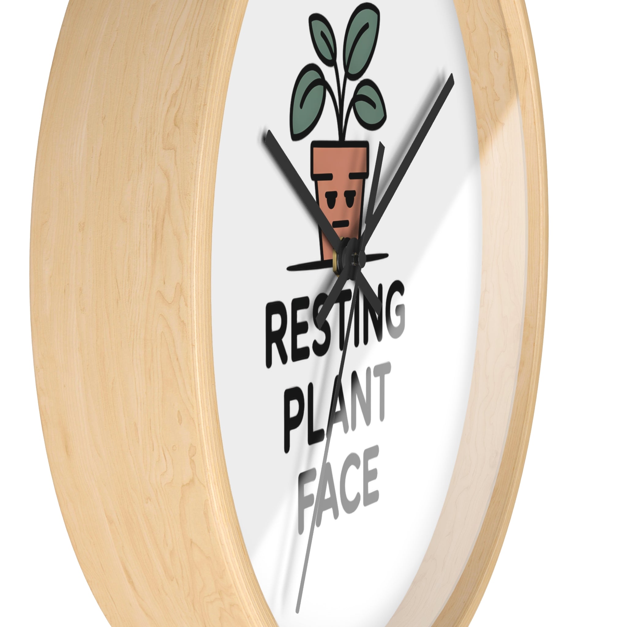 Resting Plant Face Wall Clock — Cute Plant Pot Decorative Clock for Plant Lovers