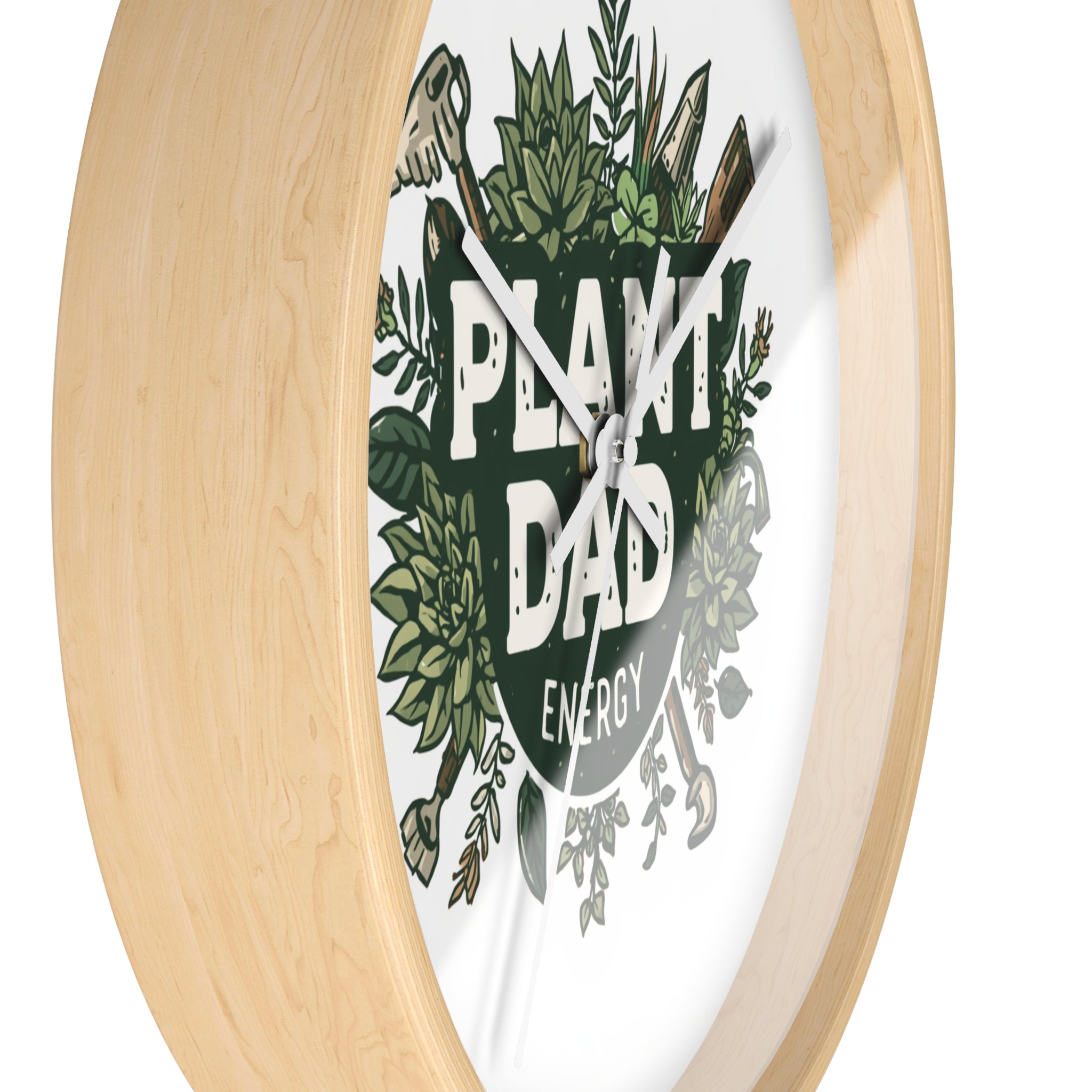 Plant Dad Energy Wall Clock — Botanical Succulent Garden Clock for Plant Lovers
