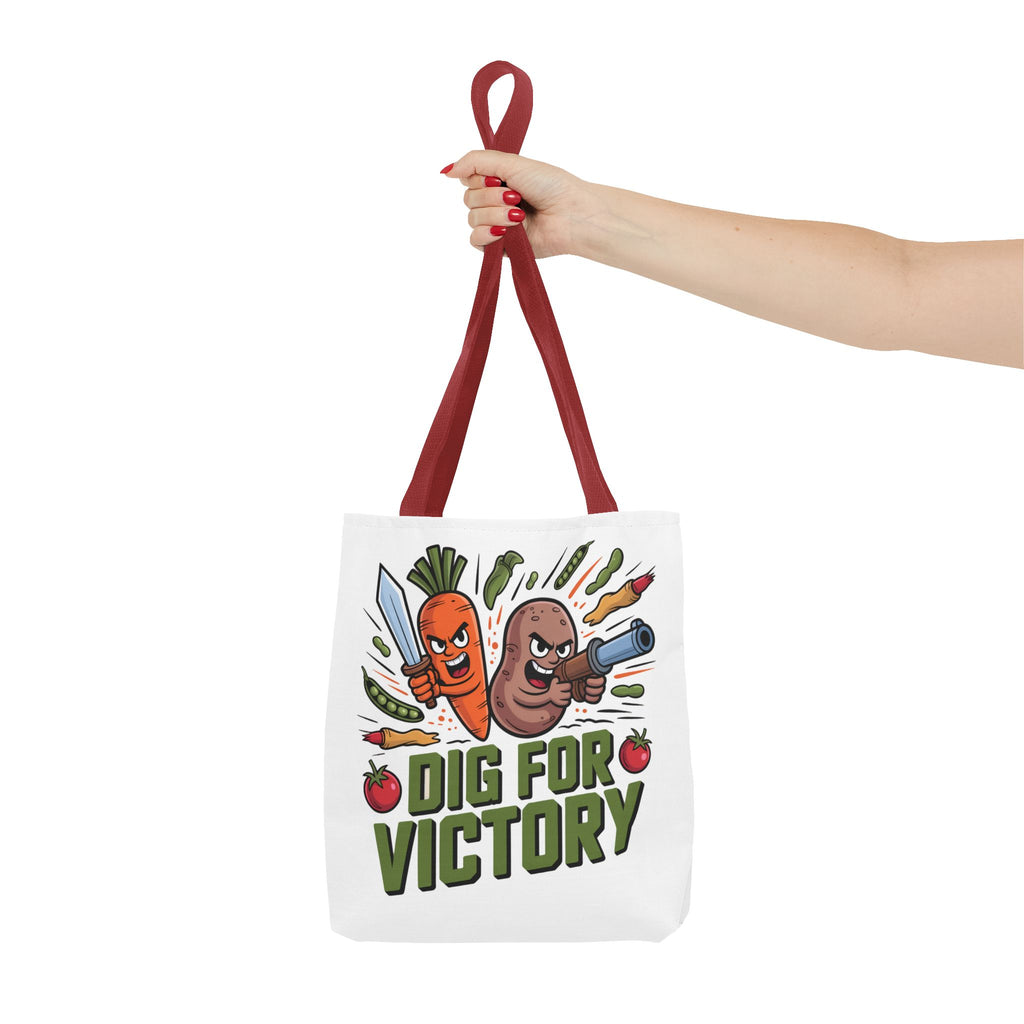 Tote Bag — "Dig for Victory" Garden Veggie Tote (Cute Carrot & Potato Illustration)