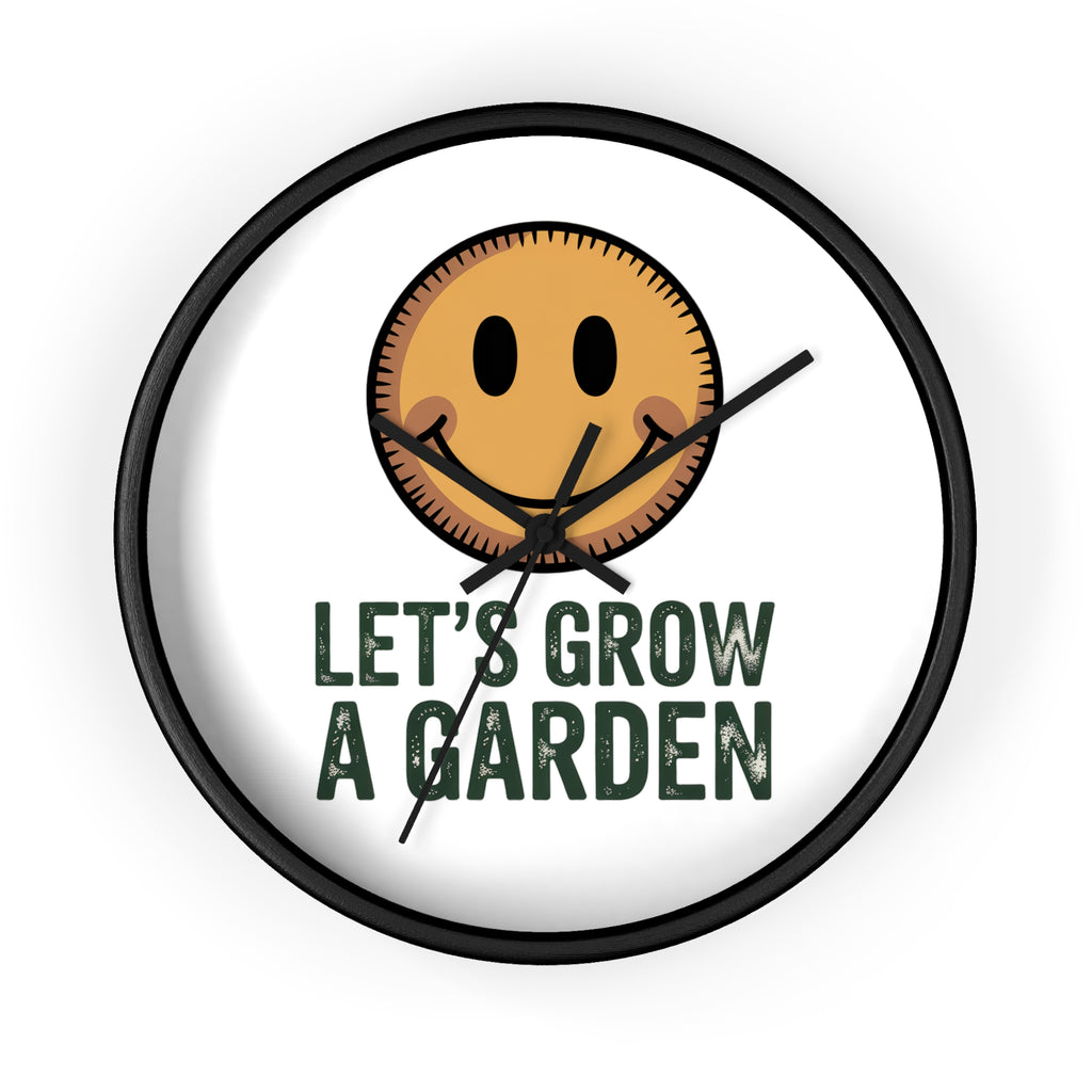 Garden Smile Wall Clock – "Let's Grow a Garden" Decorative Clock for Gardeners
