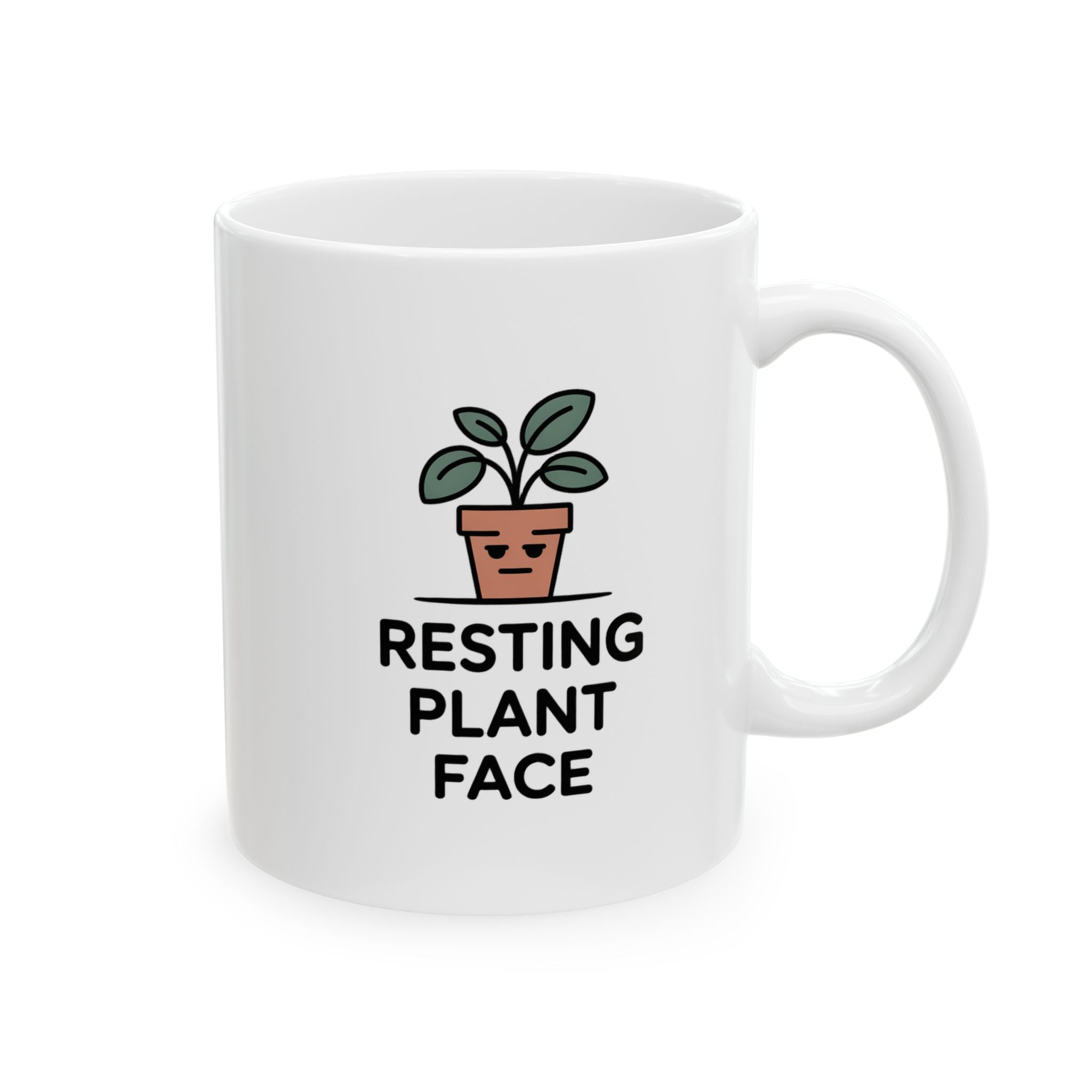 Ceramic Mug — Cute Design "Restin Plant Face"