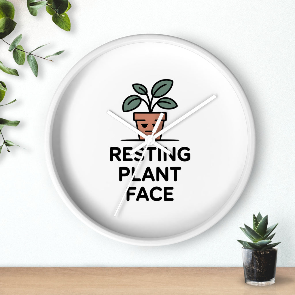 Resting Plant Face Wall Clock — Cute Plant Pot Decorative Clock for Plant Lovers