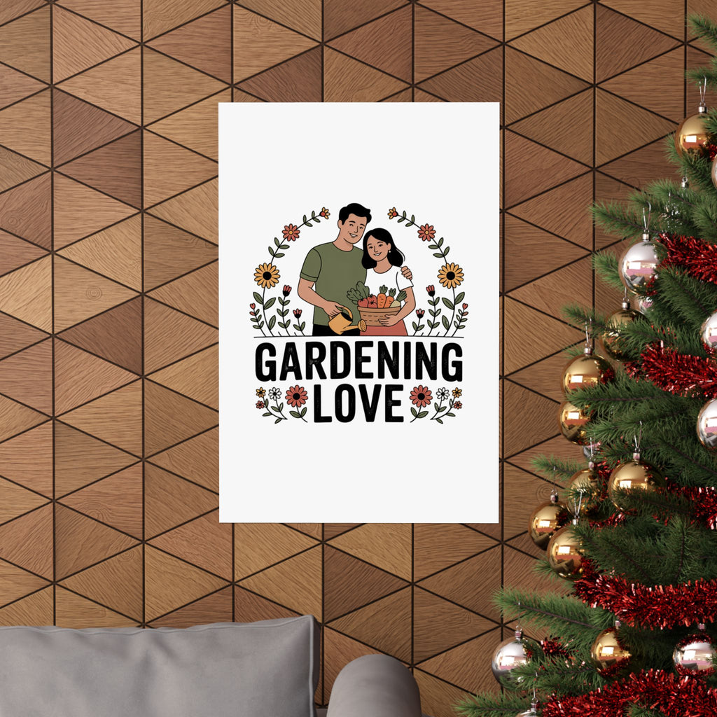 Gardening Love Poster — Couple Gardening Wall Art, Floral Botanical Print
