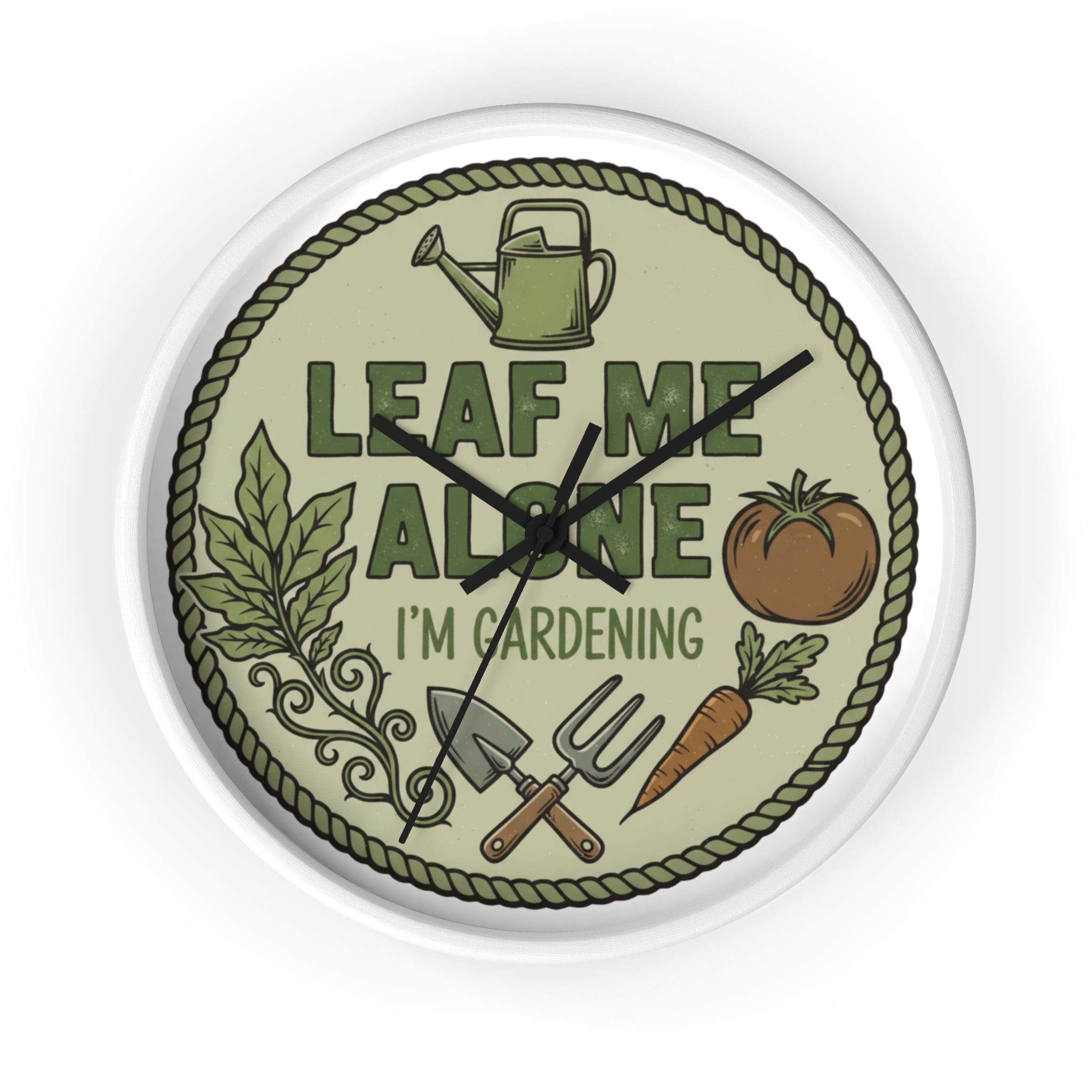 Leaf Me Alone I’m Gardening Wall Clock — Funny Gardener Decorative Clock