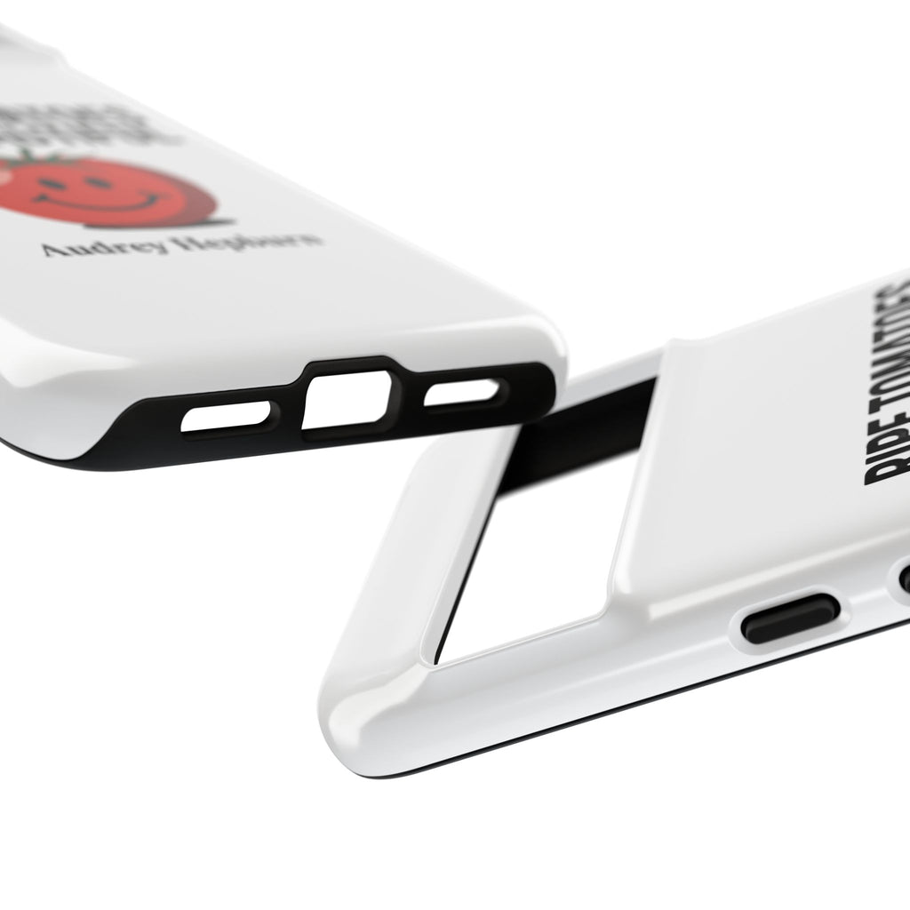 Phone Case — "Ripe Tomatoes Are Beautiful" Audrey Hepburn Quote with Smiling Tomato Graphic