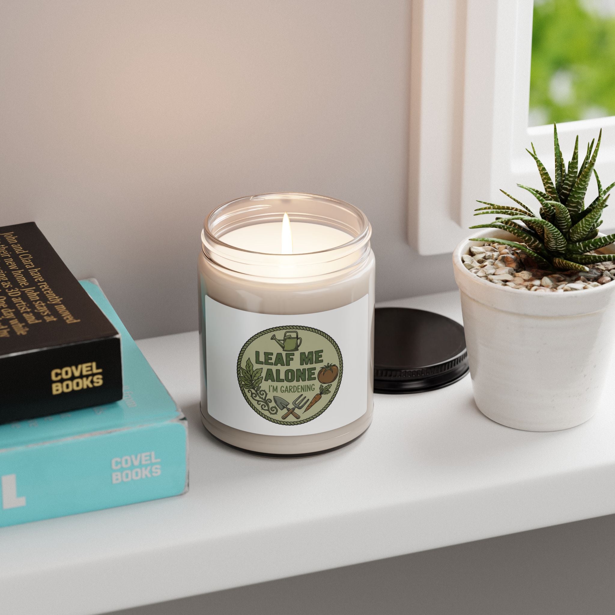 Gardener Soy Candle — “Leaf Me Alone, I’m Gardening” 9oz Scented Jar