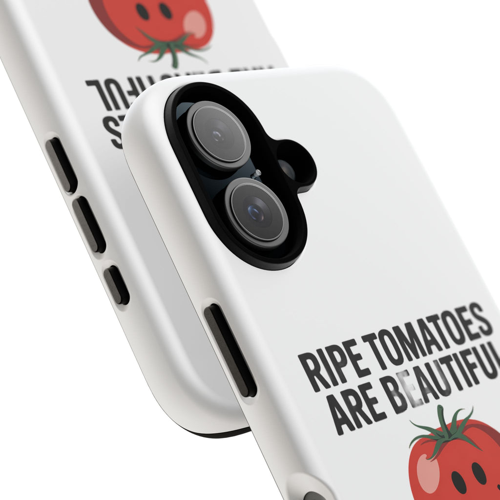 Phone Case — "Ripe Tomatoes Are Beautiful" Audrey Hepburn Quote with Smiling Tomato Graphic