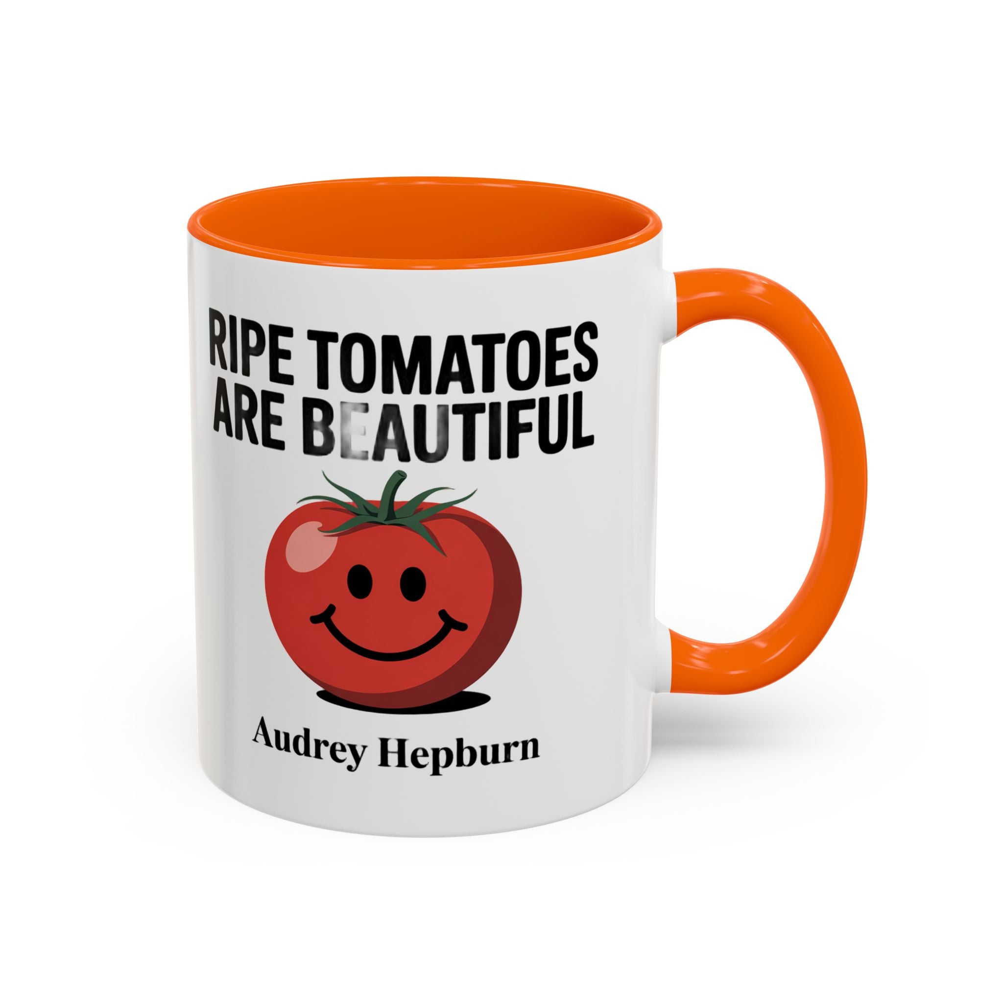Accent Coffee Mug — "Ripe Tomatoes Are Beautiful" Audrey Hepburn Quote Mug