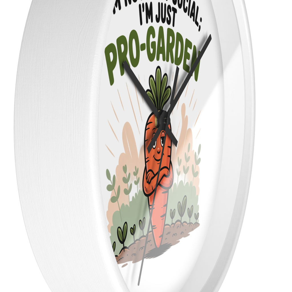 Pro-Garden Wall Clock – "I’m Not Anti-Social, I’m Just Pro-Garden" Carrot Design