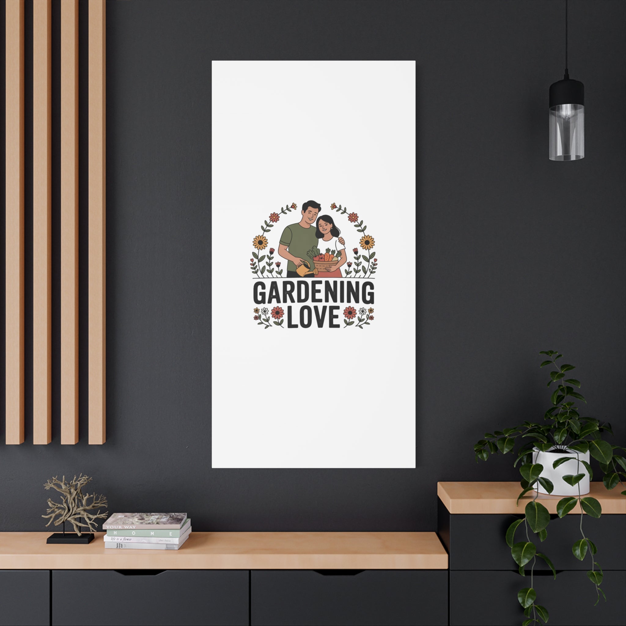 Gardening Love Canvas Print — Couple Gardening Wall Art