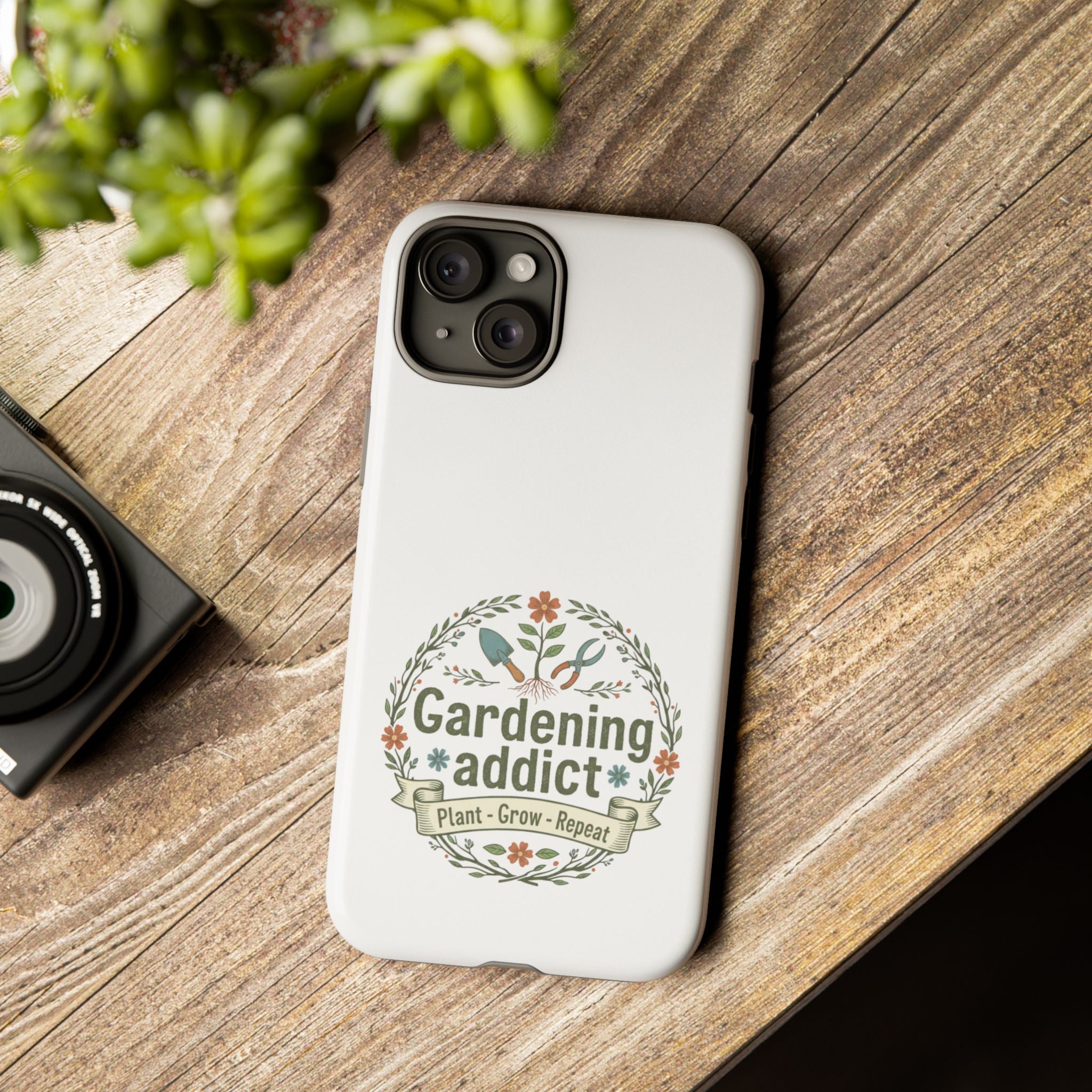 Phone Case — Gardening Addict "Plant • Grow • Repeat" Floral Garden Phone Cover