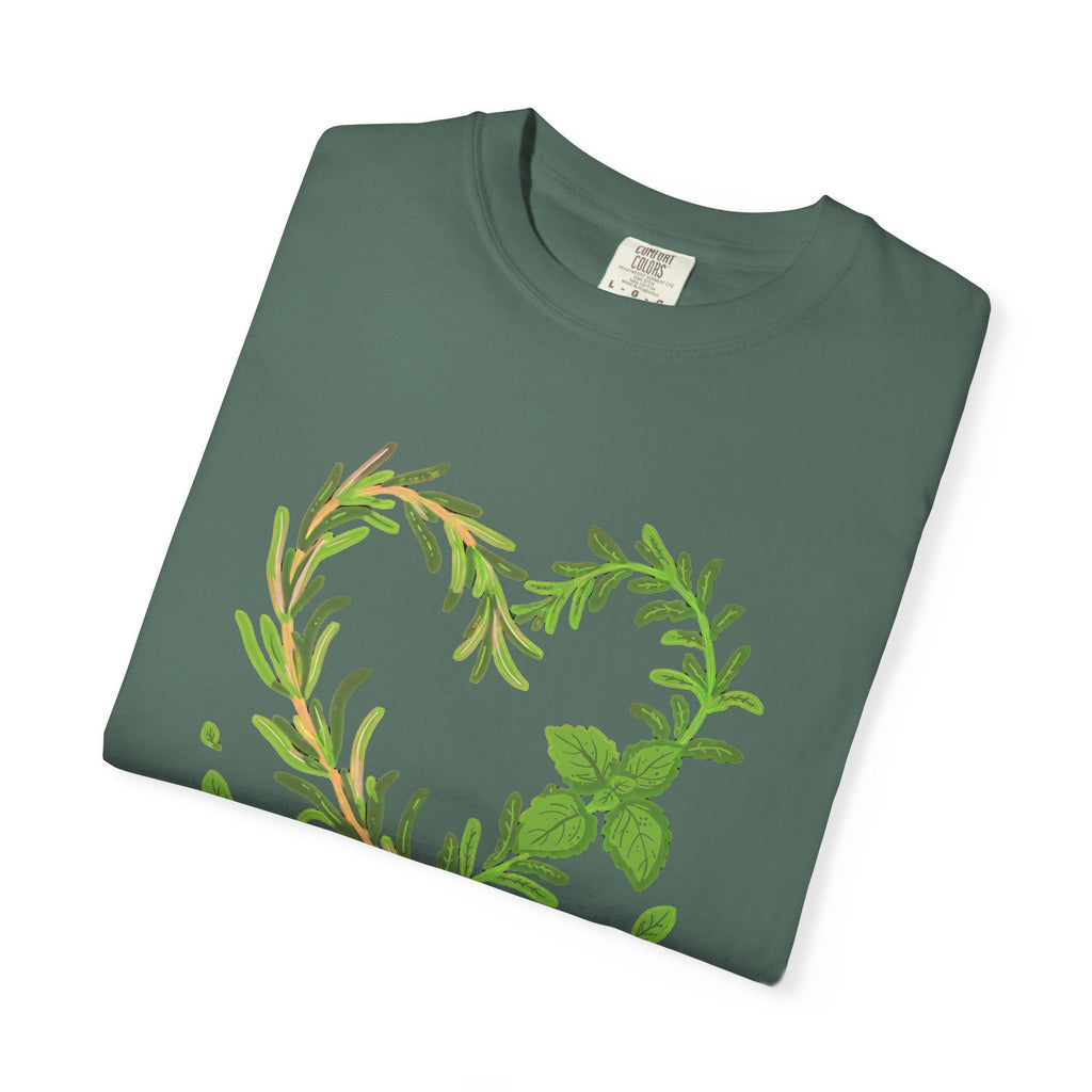 Herb Heart T-Shirt — "Love Herbs" Botanical Garden Tee for Plant Lovers