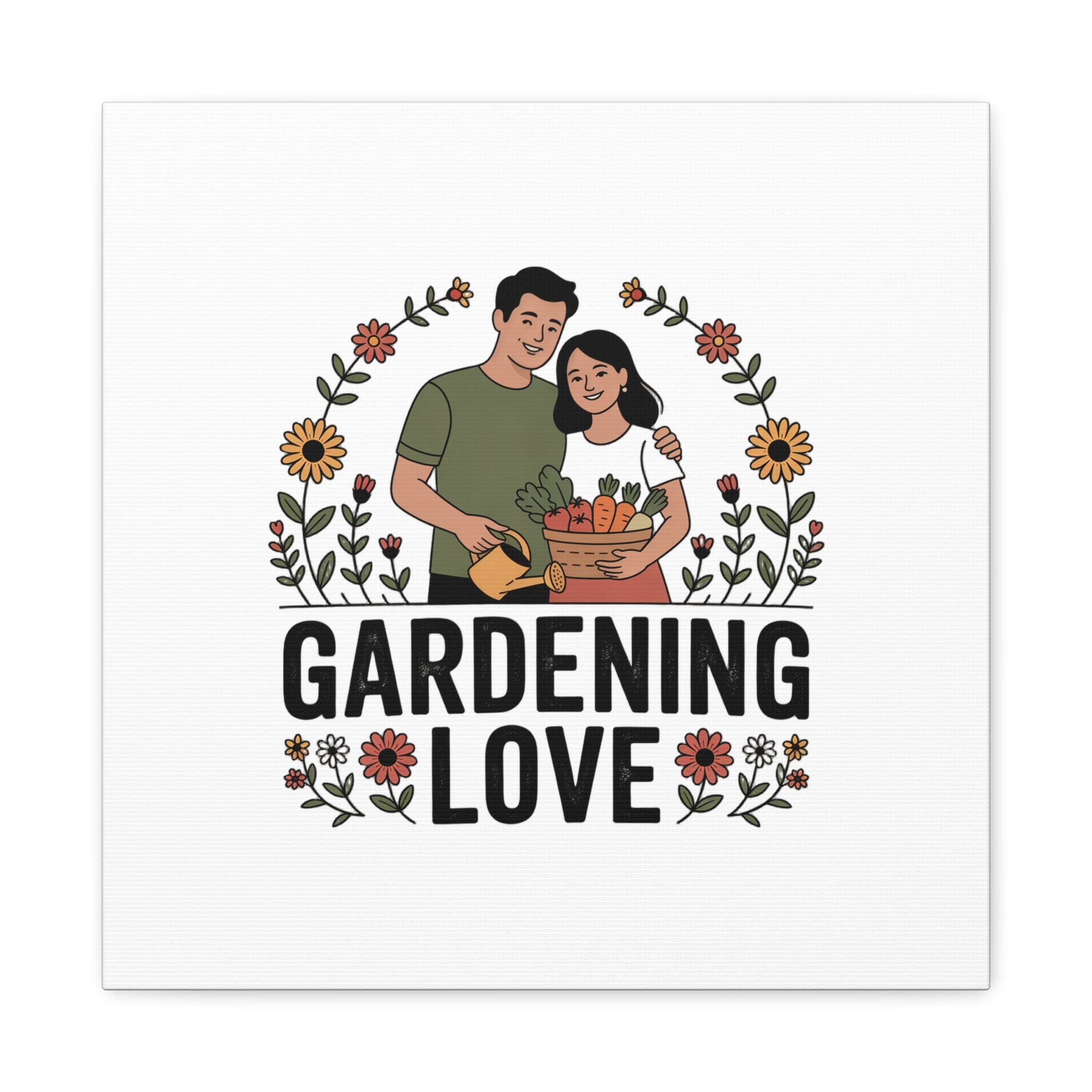 Gardening Love Canvas Print — Couple Gardening Wall Art