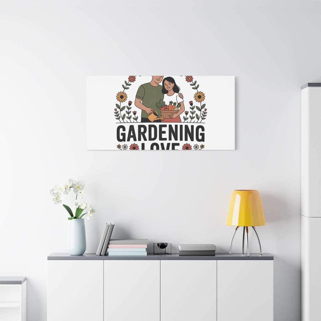 Gardening Love Canvas Print — Couple Gardening Wall Art