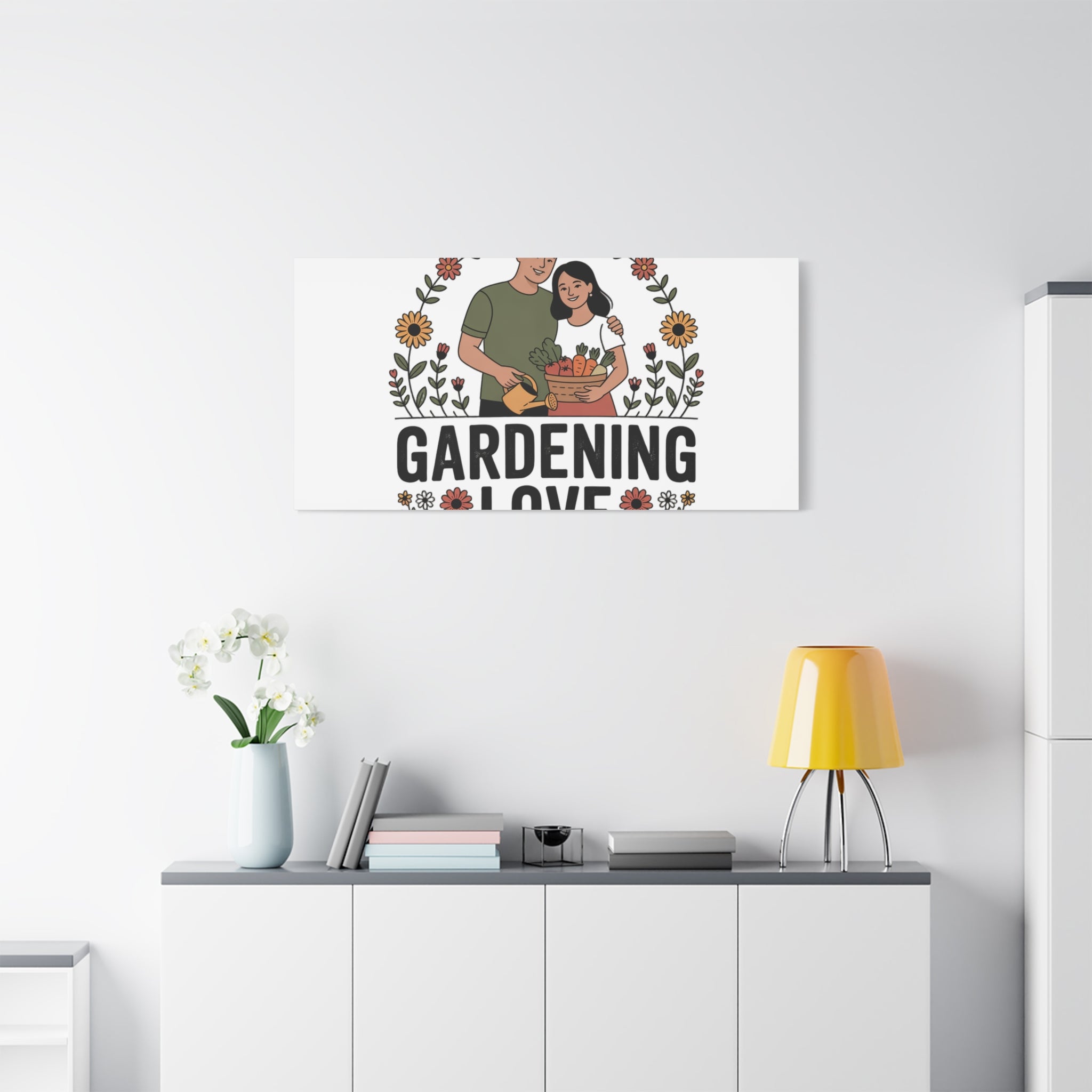 Gardening Love Canvas Print — Couple Gardening Wall Art