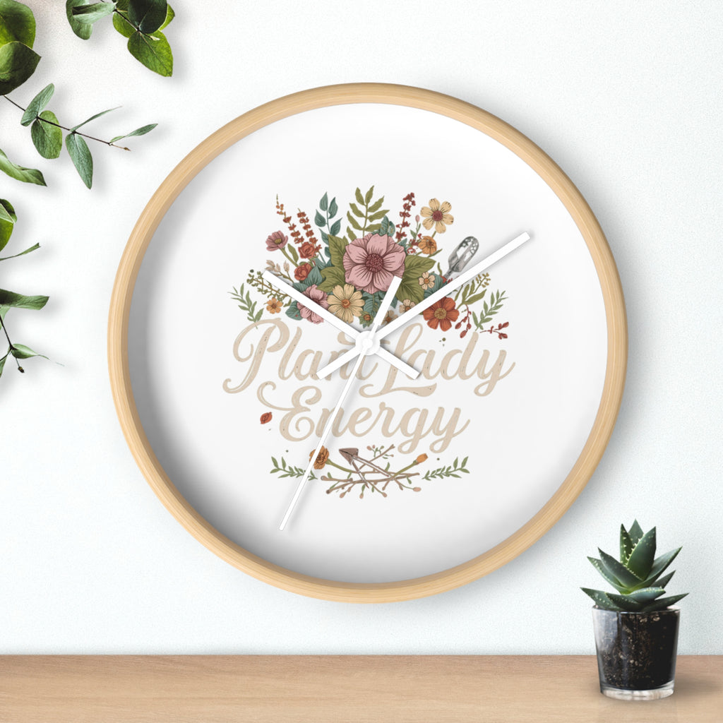Plant Lady Energy Wall Clock — Floral Botanical Home Decor Gift