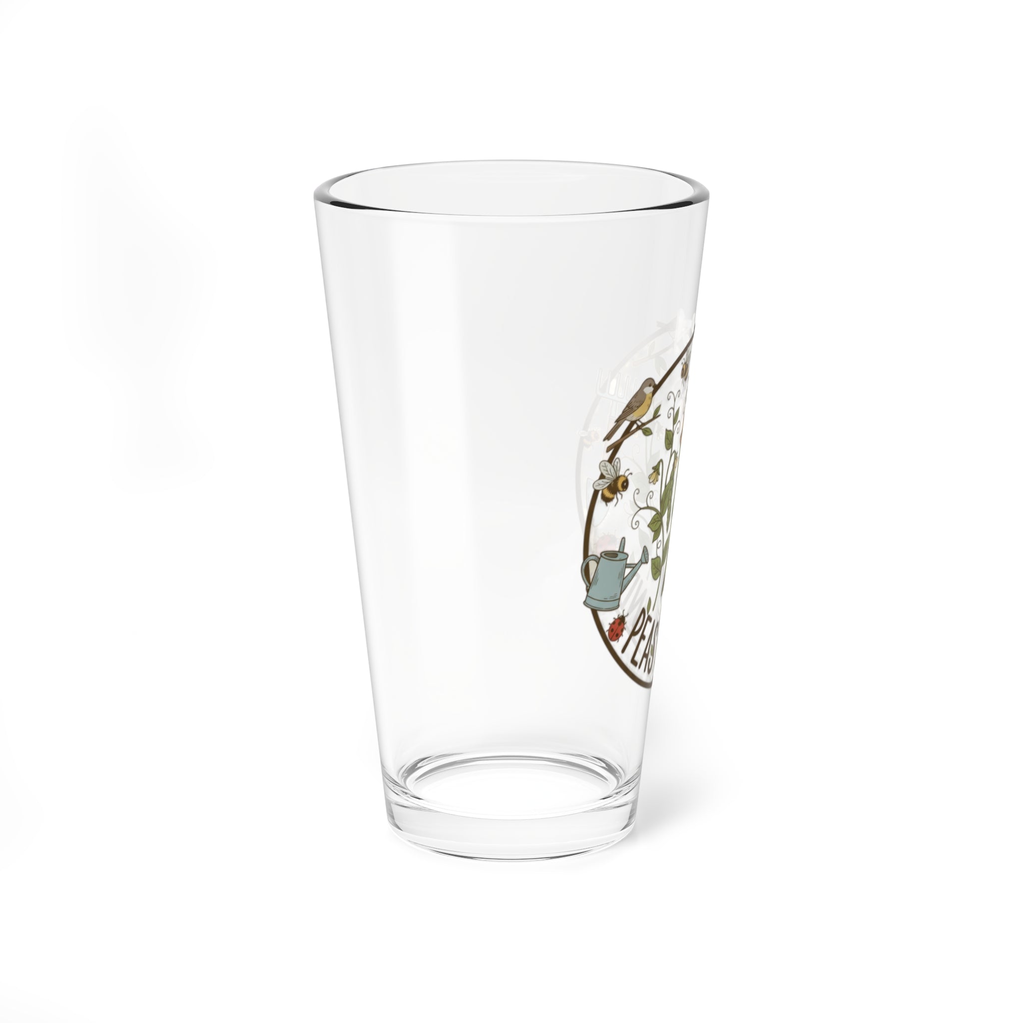 Mixing Glass - "Peas Be Kind" Cute Garden Pea Illustration, 16oz