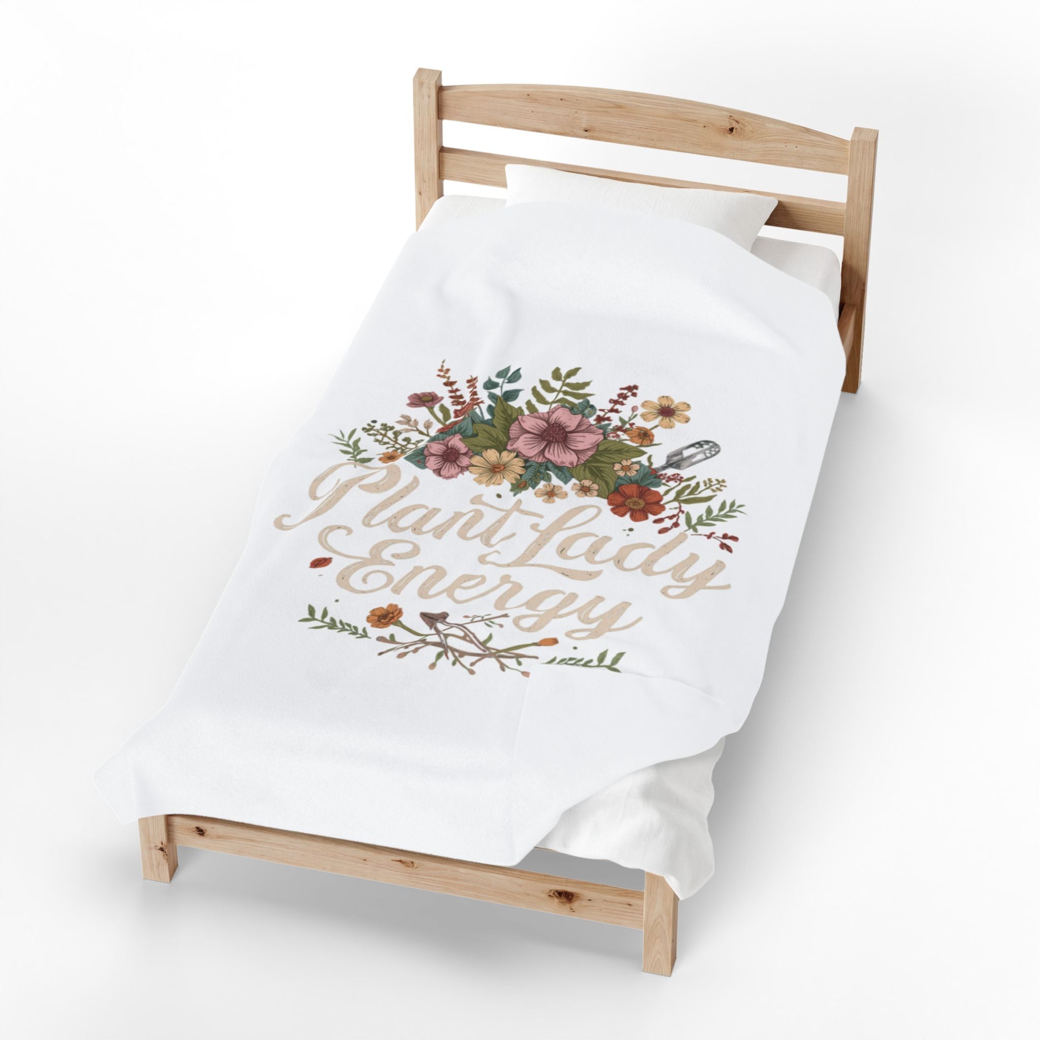 Plant Lady Energy Velveteen Plush Blanket — Floral Garden Throw for Plant Lovers